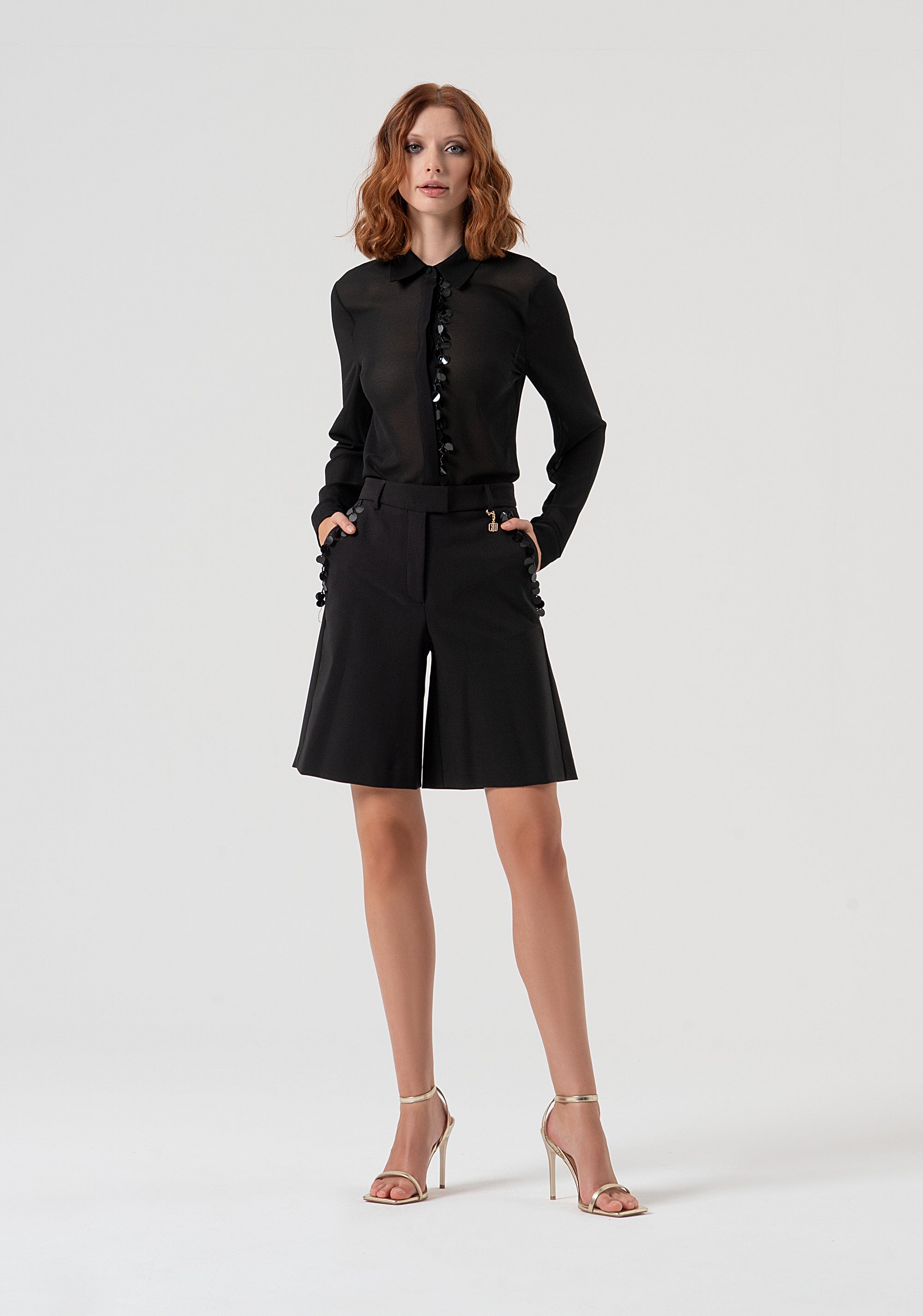 Bermuda regular fit with sequins at the pockets Fracomina FQ25WV6001W429R9-053-1