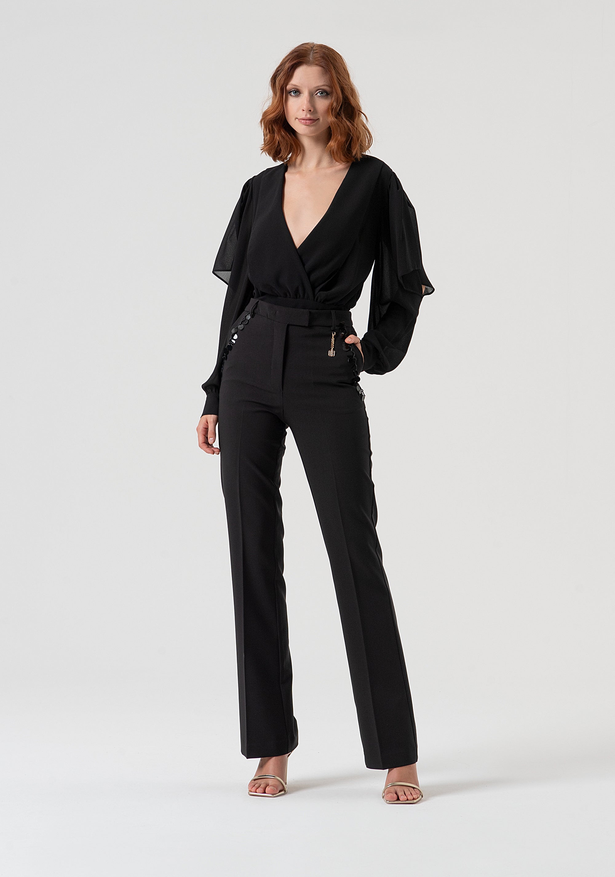 Bootcut pant with sequins at the pockets Fracomina FQ25WVA001W429R9-053-1