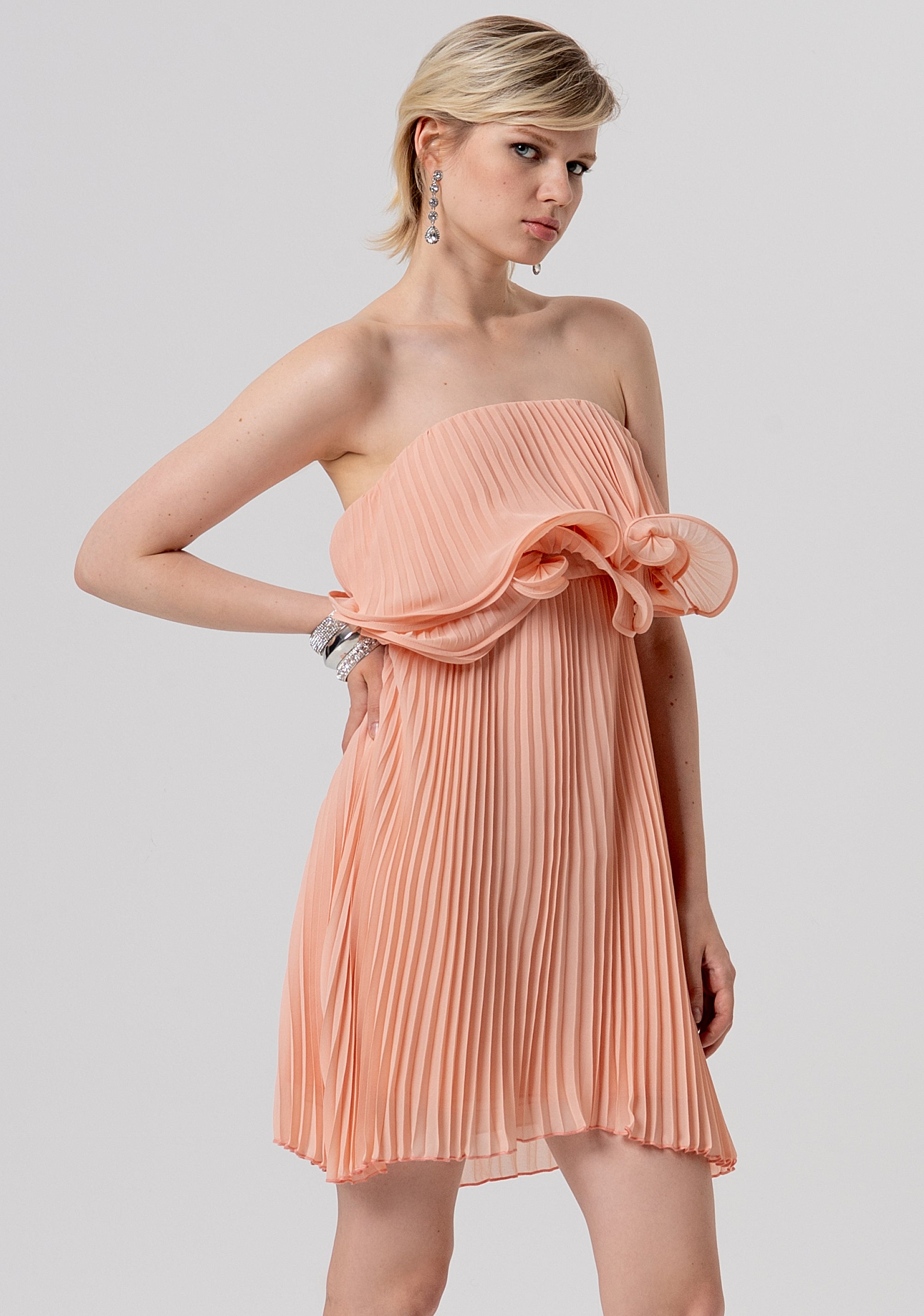 Mini dress regular fit made in fabric with plissè effect Fracomina FQ26SD1006W412F9-444-2