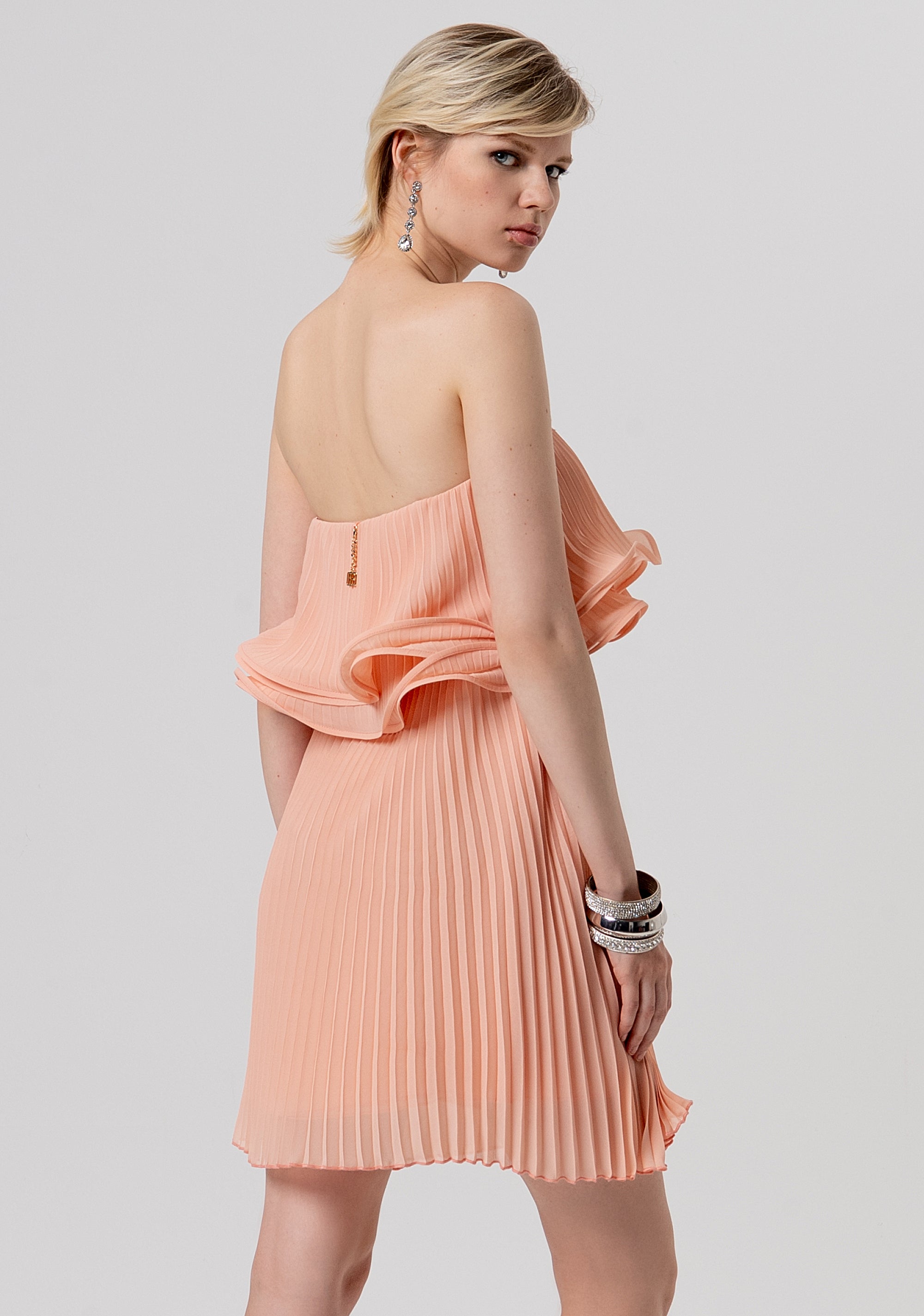 Mini dress regular fit made in fabric with plissè effect Fracomina FQ26SD1006W412F9-444-4