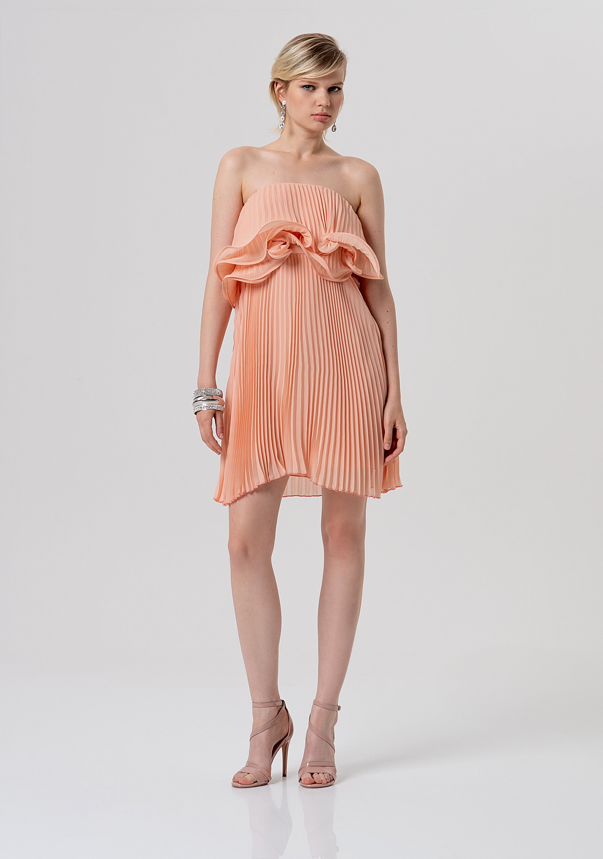 Mini dress regular fit made in fabric with plissè effect Fracomina FQ26SD1006W412F9-444
