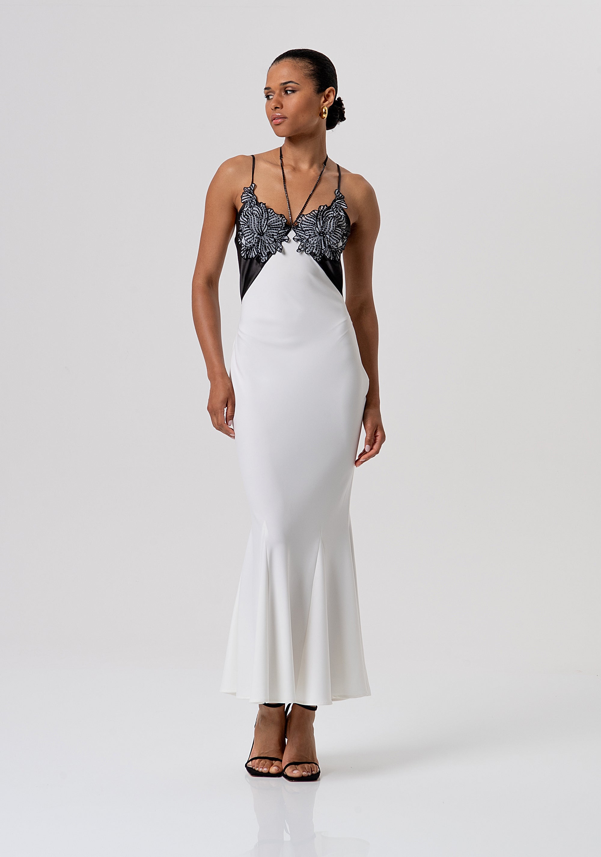 Long sleeveless dress made in mixed fabrics Fracomina FQ26SD2001W476E5-324-1