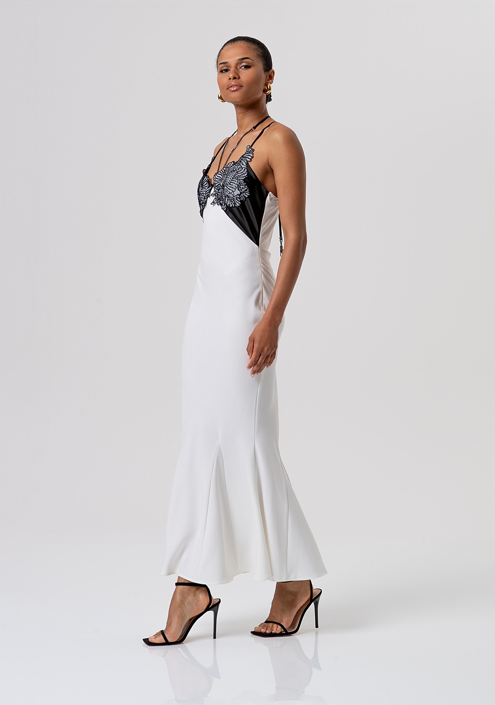 Long sleeveless dress made in mixed fabrics Fracomina FQ26SD2001W476E5-324-3