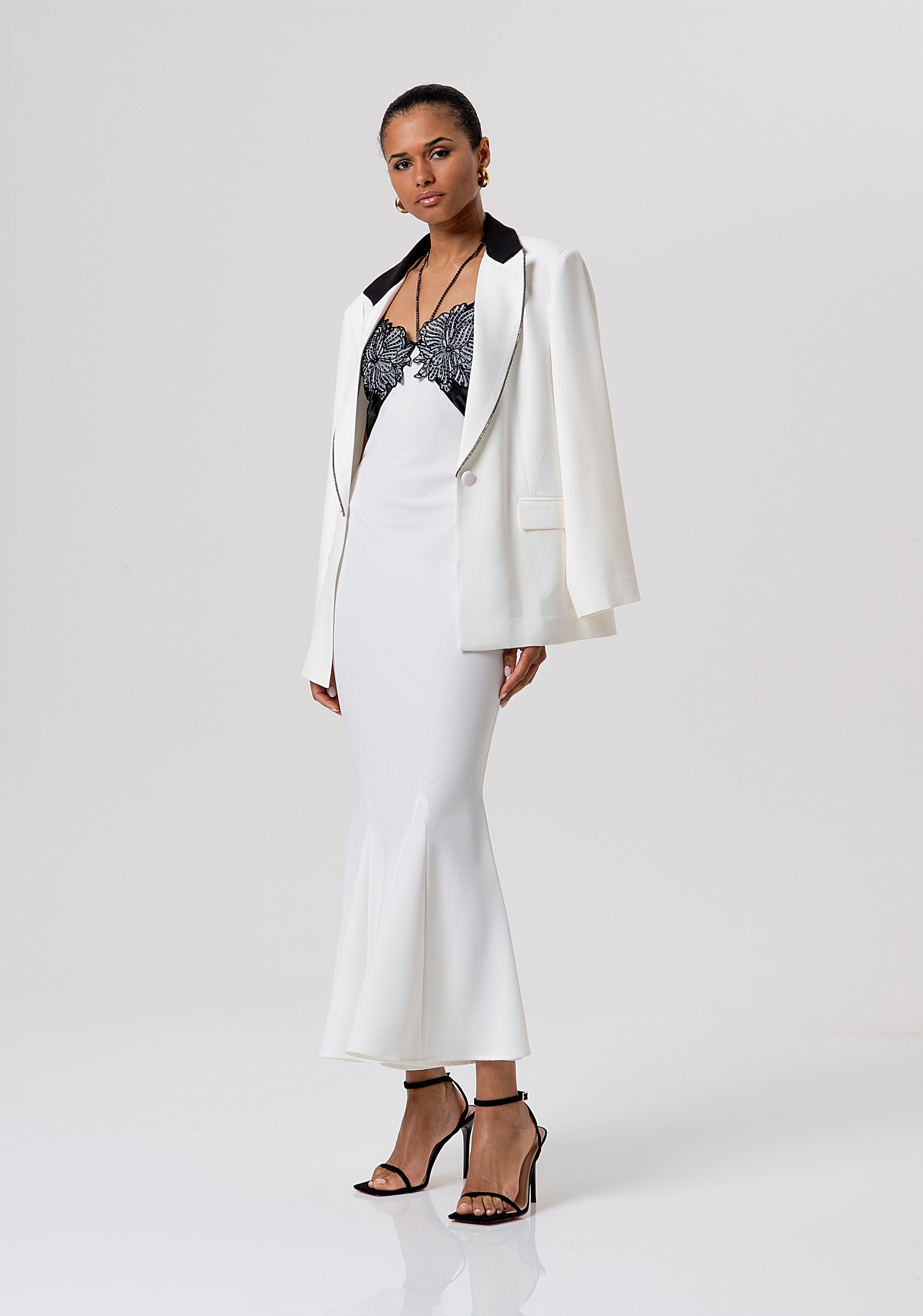 Long sleeveless dress made in mixed fabrics Fracomina FQ26SD2001W476E5-324-5