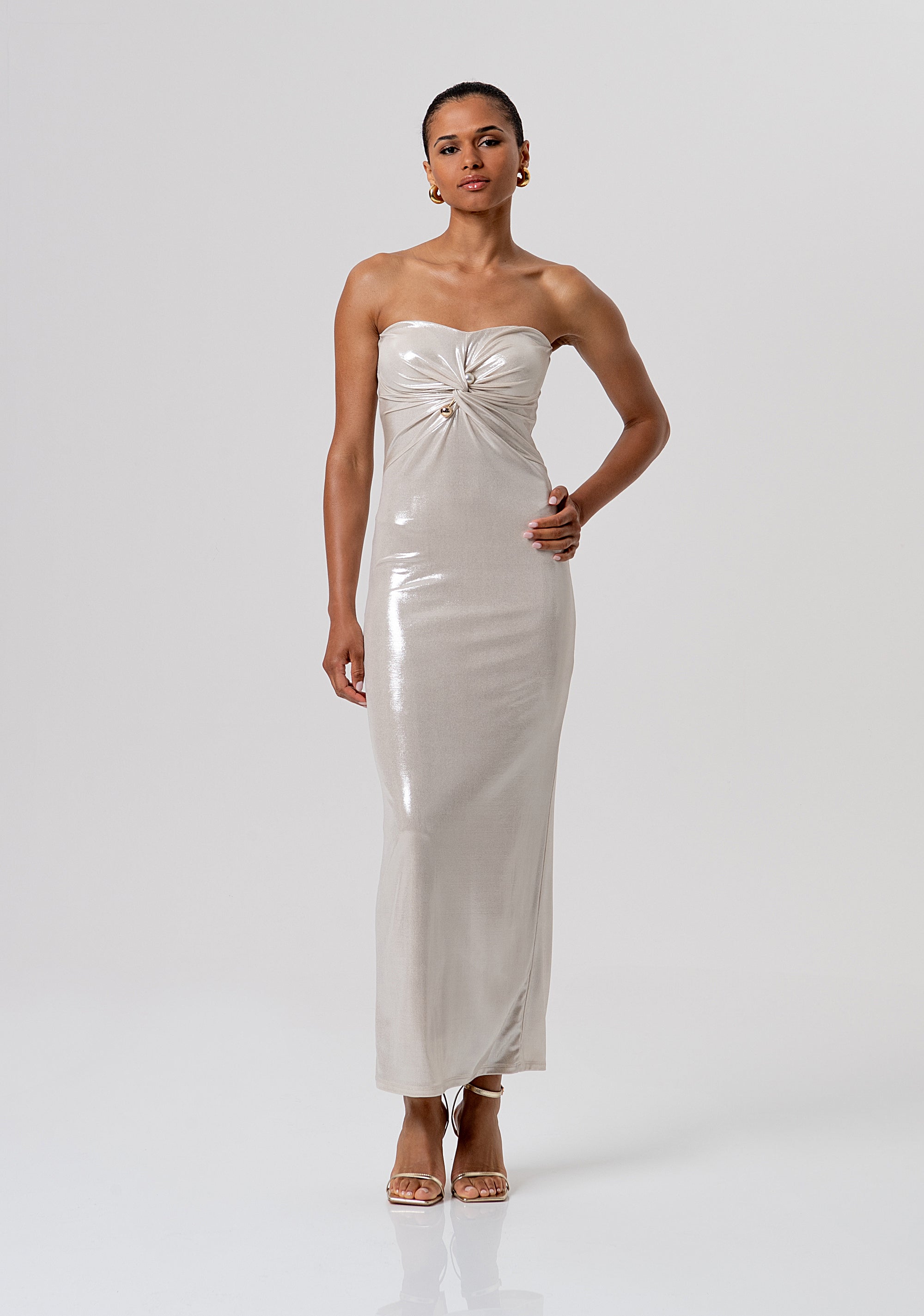 Long sleeveless dress slim fit made in coated fabric Fracomina FQ26SD3004W798Y7-150-1