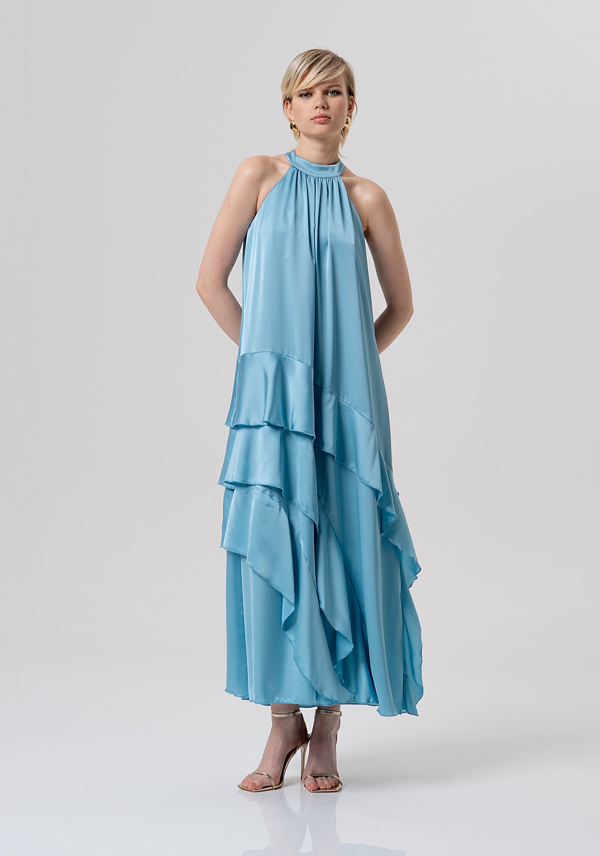 Dress A-shape made in satin Fracomina FQ26SD3011W41101-C33-1