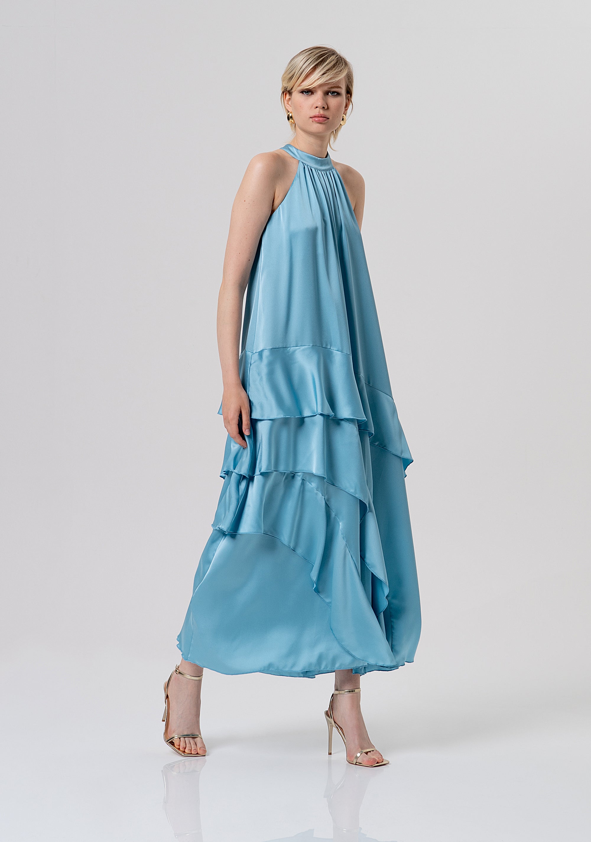 Dress A-shape made in satin Fracomina FQ26SD3011W41101-C33-2