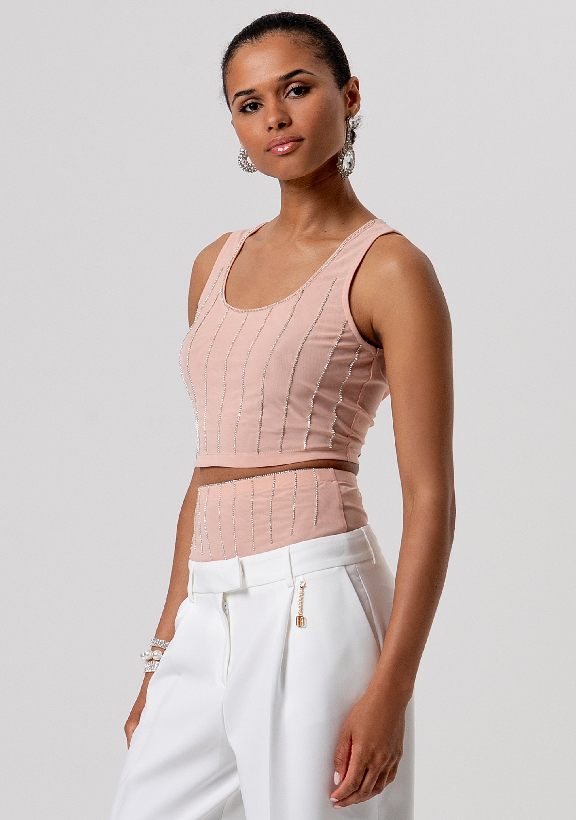 Tank top cropped with strasses Fracomina FQ26ST2006W74901-E06-2