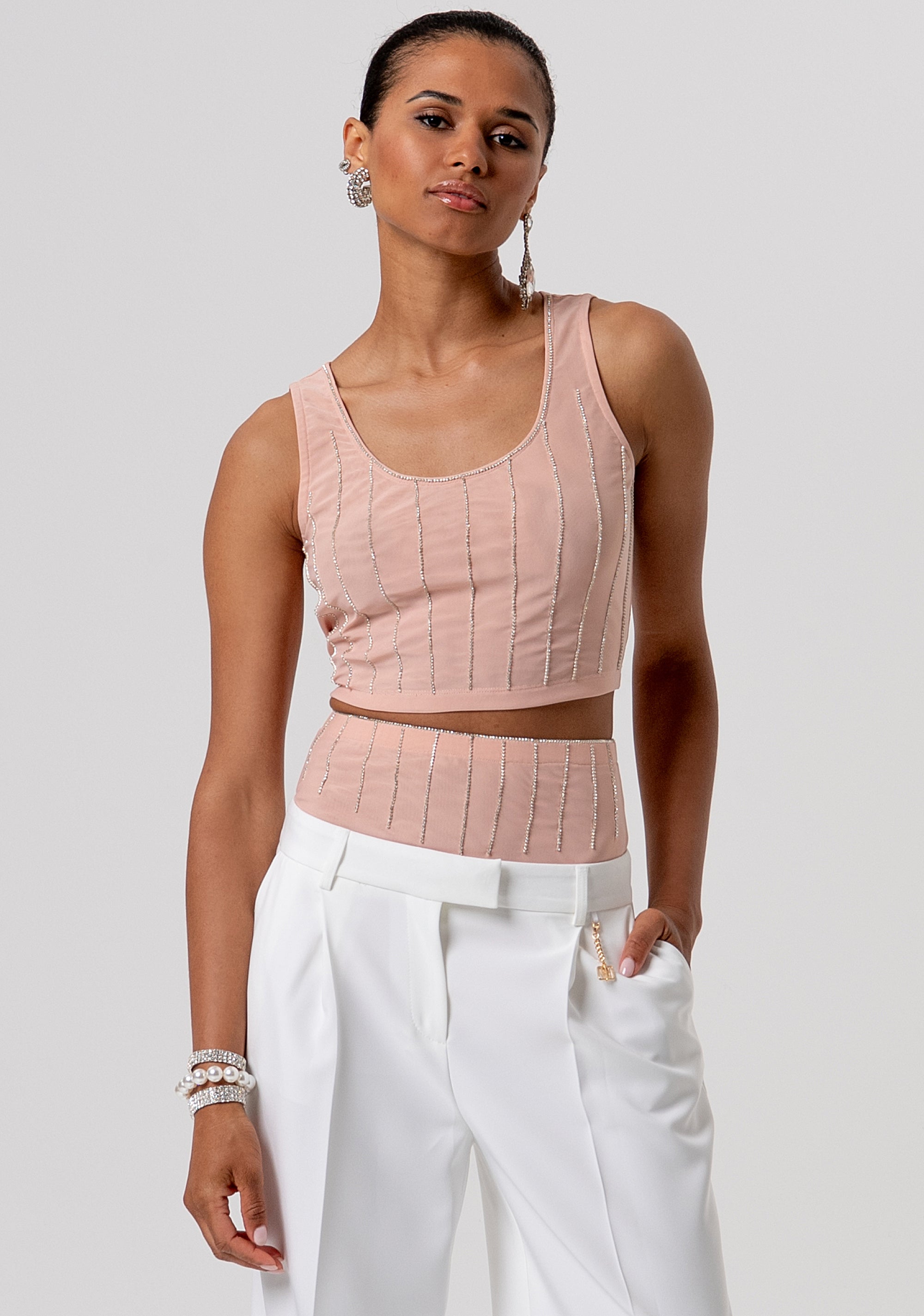 Tank top cropped with strasses Fracomina FQ26ST2006W74901-E06