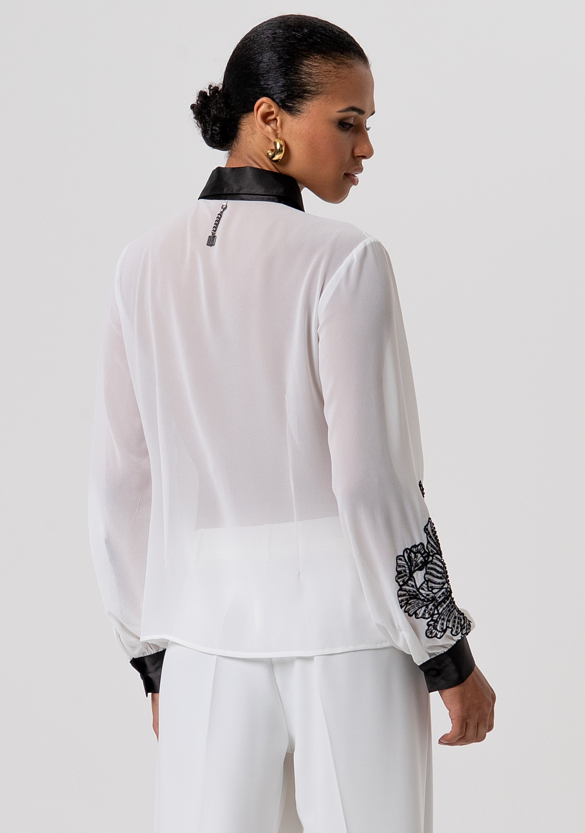 Shirt regular fit made in georgette with flowery embroideries and strasses Fracomina FQ26ST6001W41201-324-3