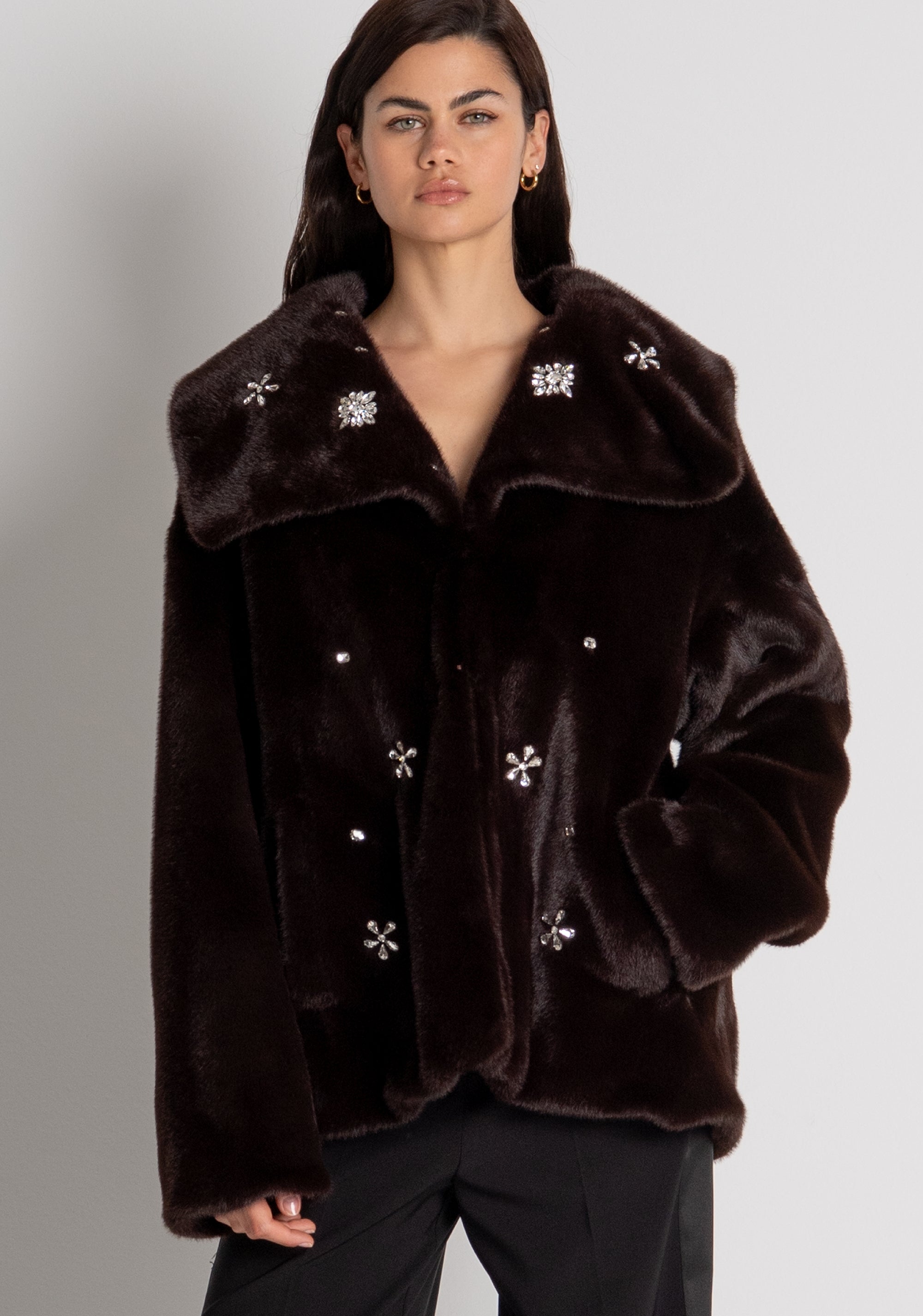 Jacket regular fit made in fake fur Fracomina FQ26WC4002O445R9-091-2