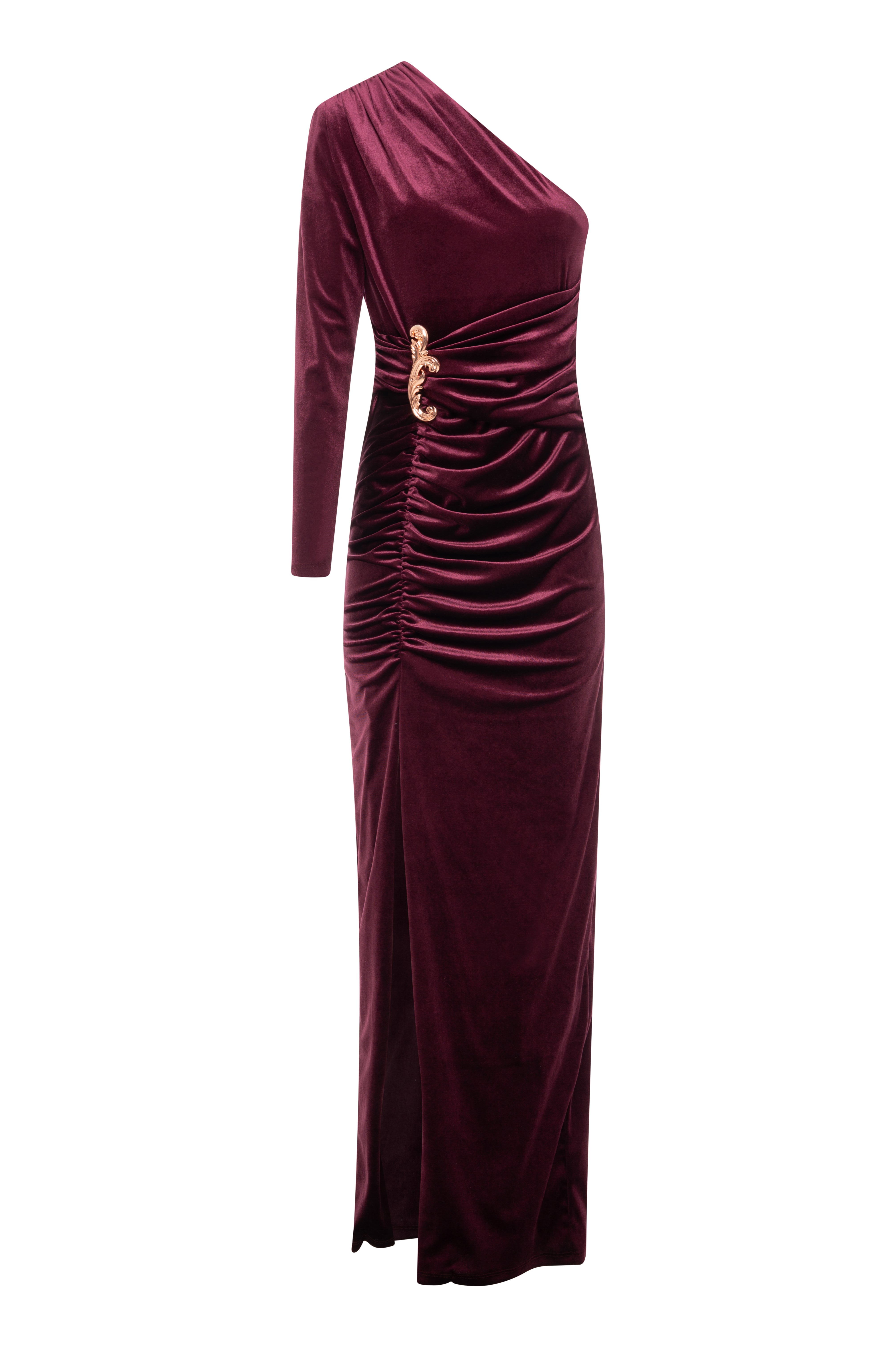 Long single shoulder dress made in velvet Fracomina FQ26WD3003W59601-KI3-1