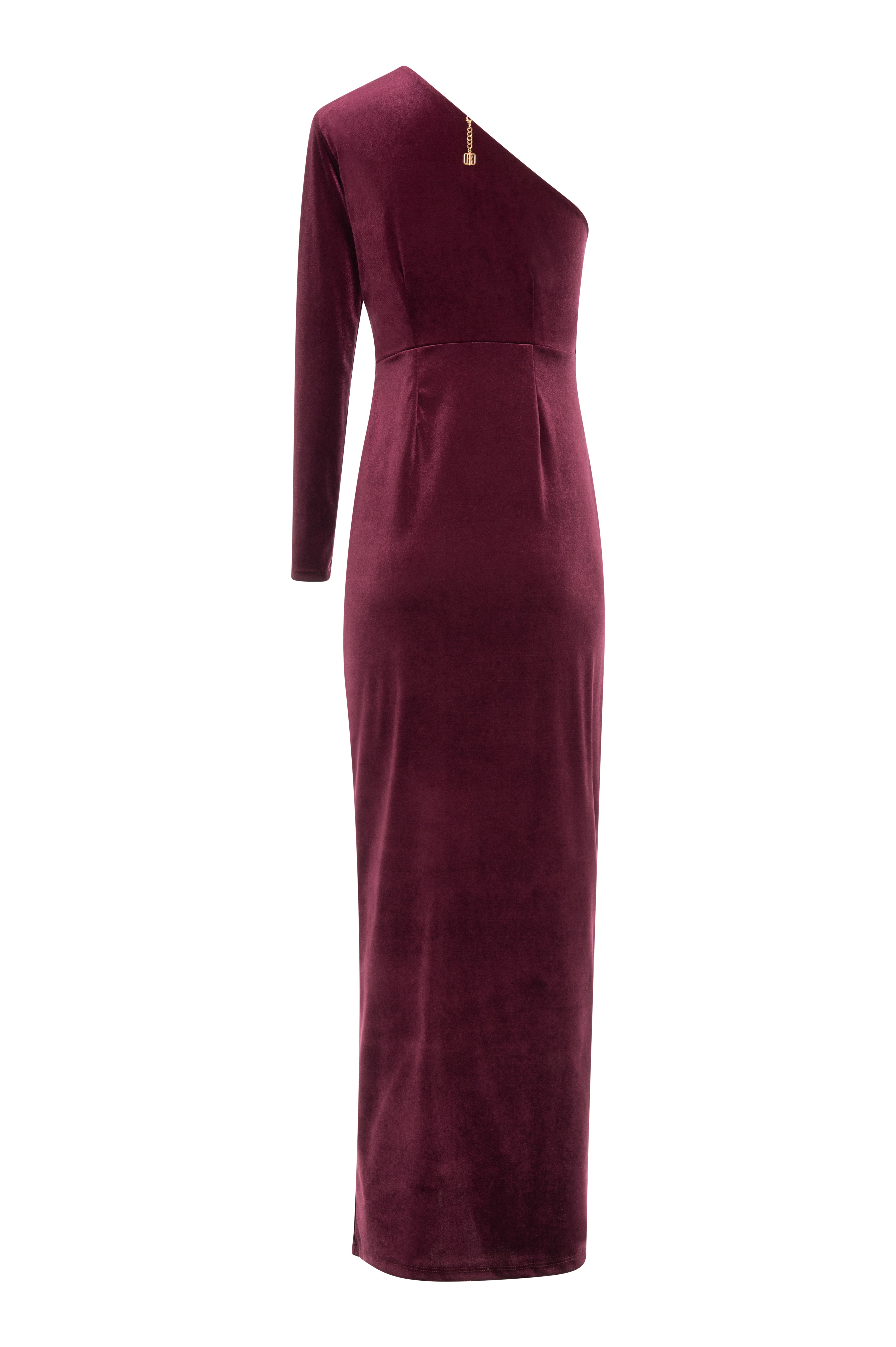 Long single shoulder dress made in velvet Fracomina FQ26WD3003W59601-KI3-2