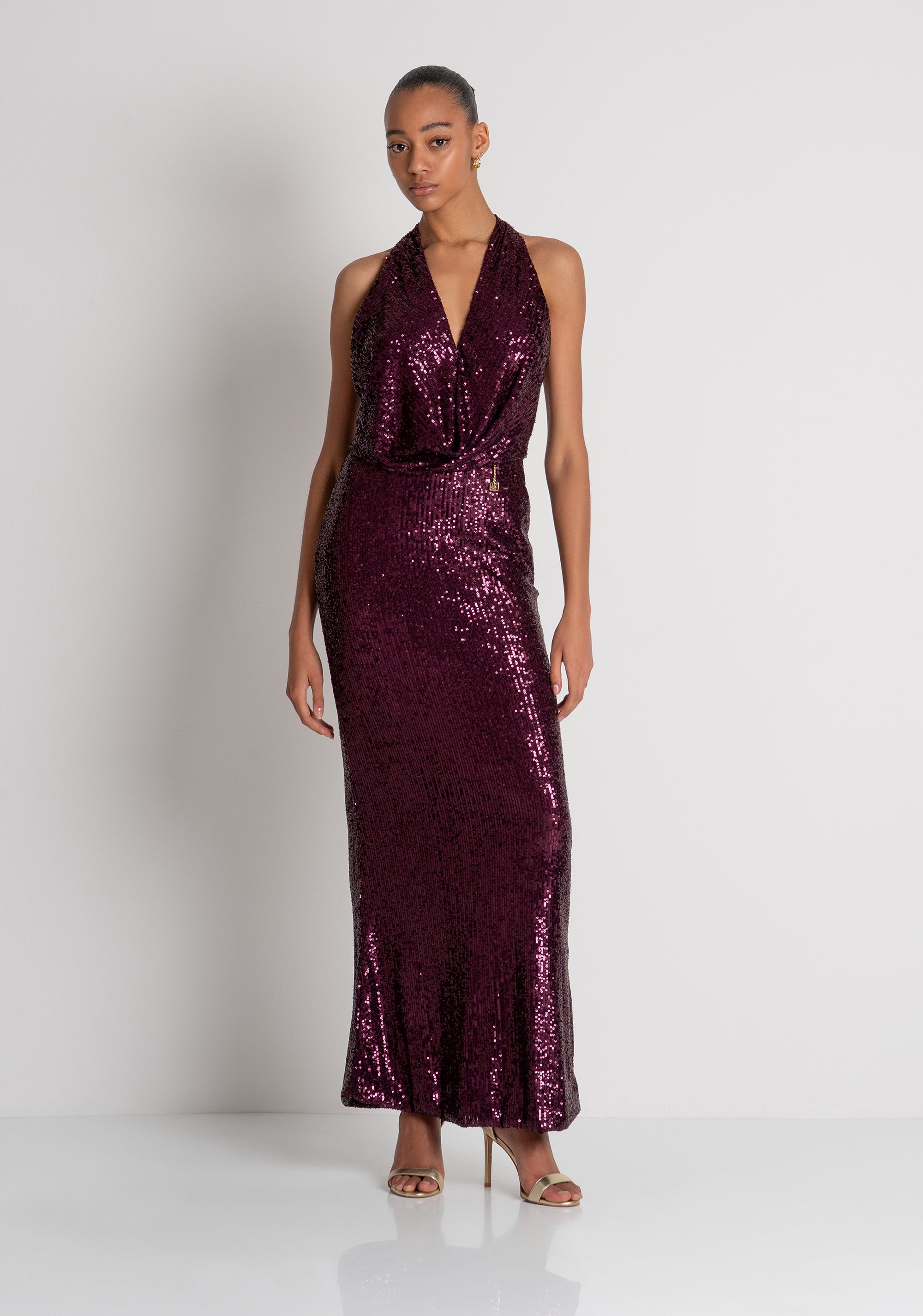 Long sleeveless dress with sequins Fracomina FQ26WD3017W706N6-T51-2