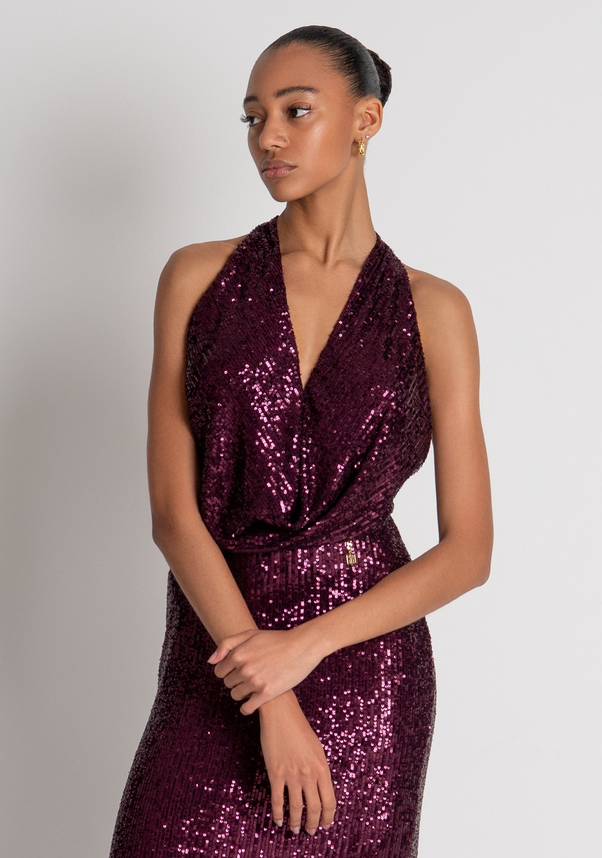 Long sleeveless dress with sequins Fracomina FQ26WD3017W706N6-T51-3