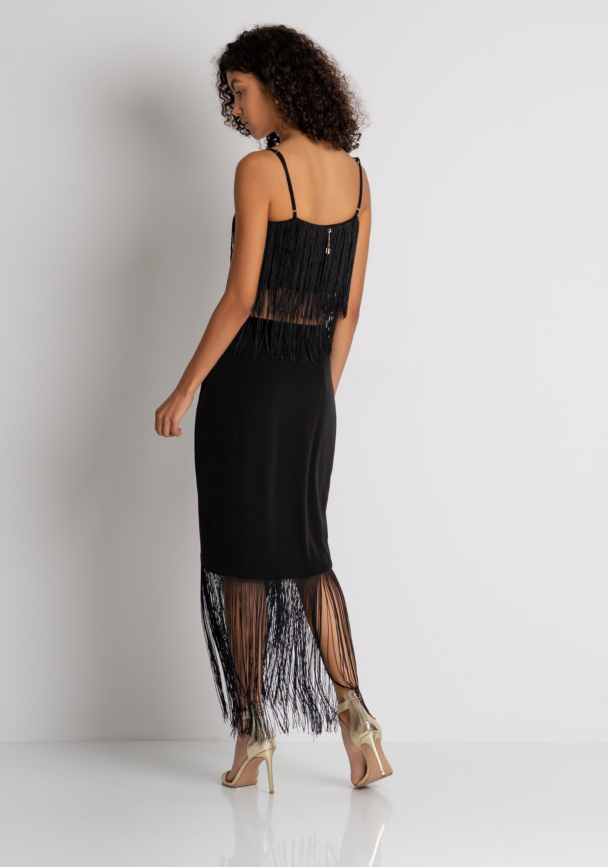 Long skirt regular fit with fringes at the bottom Fracomina FQ26WG3003W47601-053-4