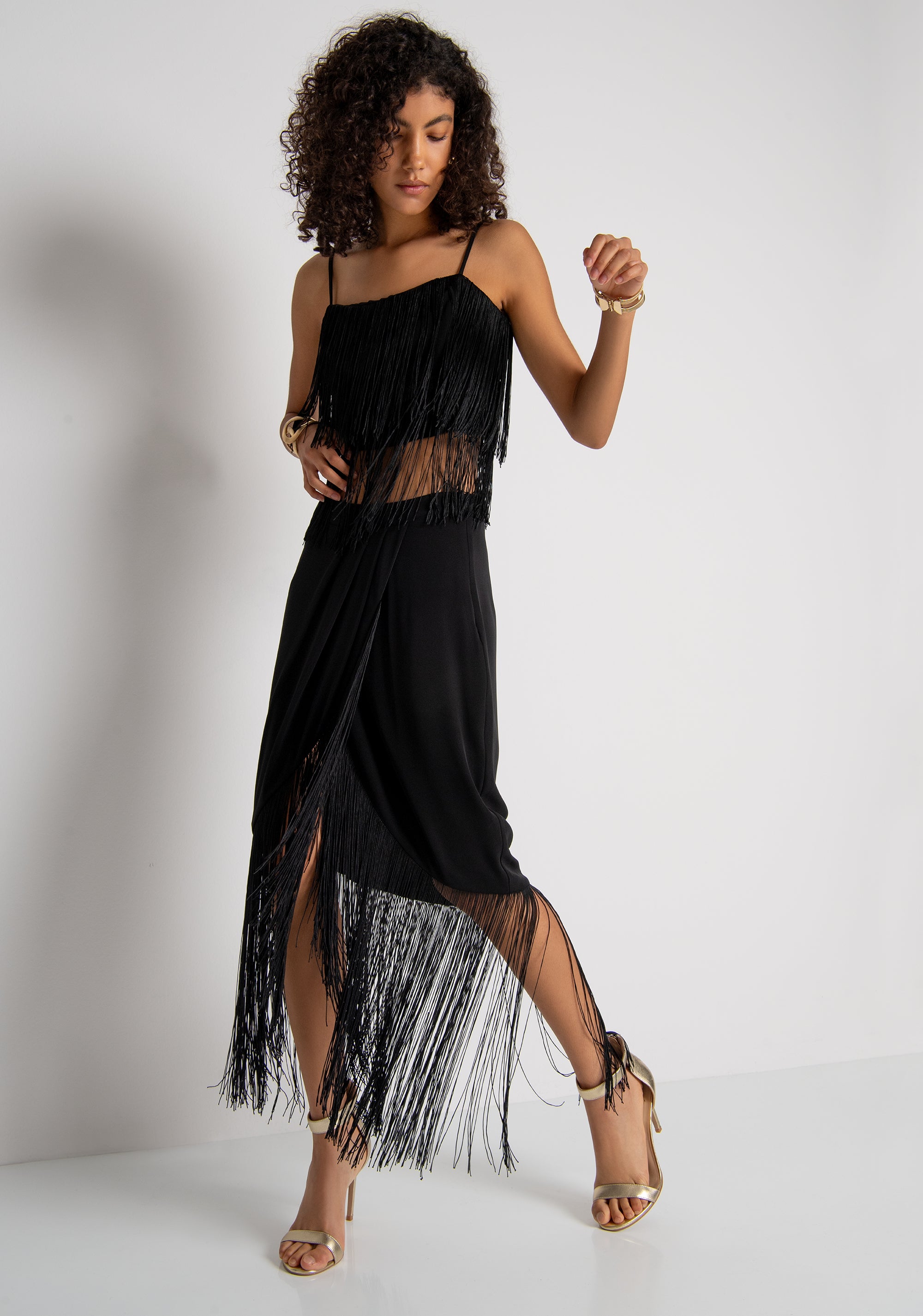 Long skirt regular fit with fringes at the bottom Fracomina FQ26WG3003W47601-053