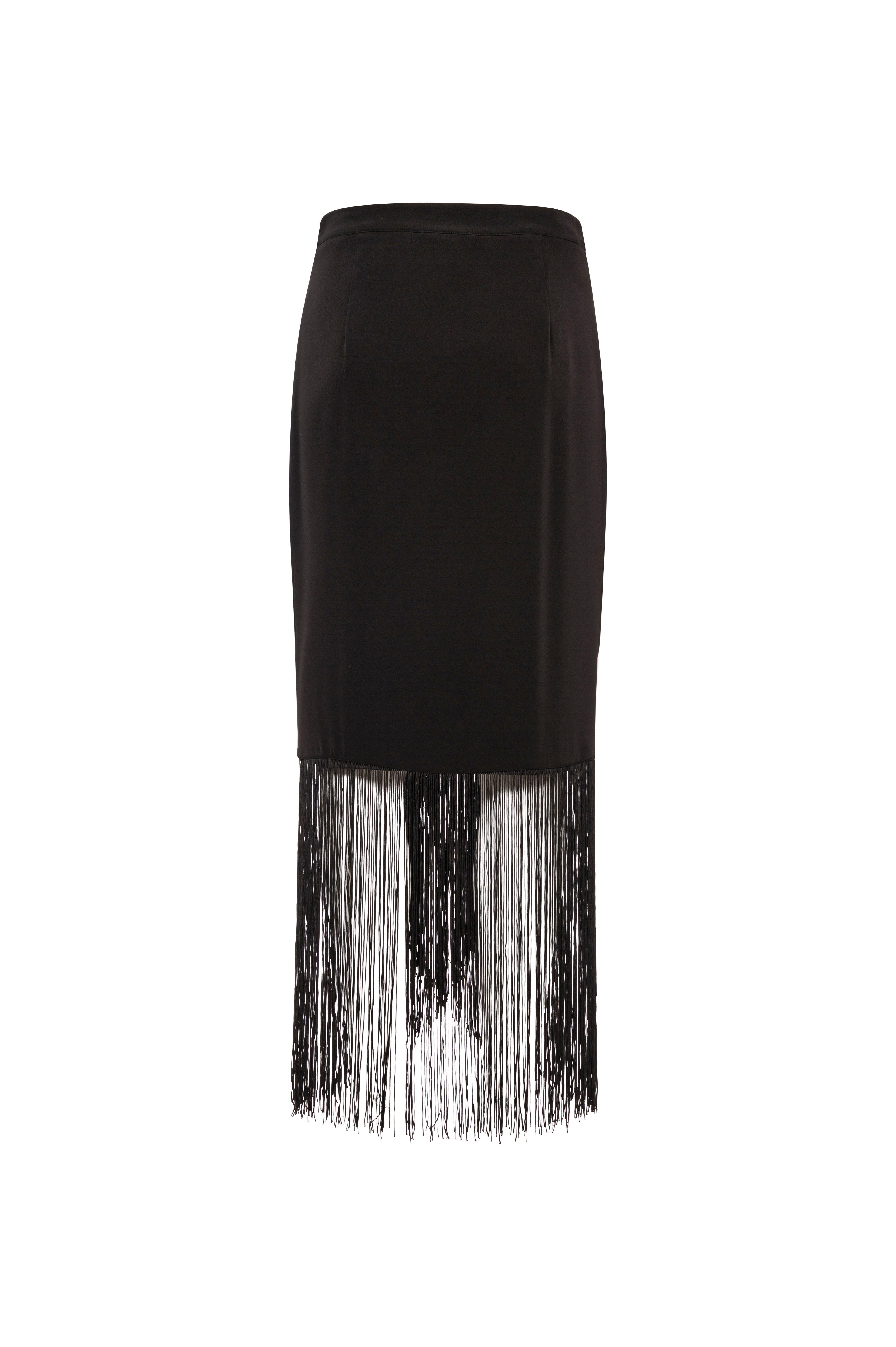 Long skirt regular fit with fringes at the bottom Fracomina FQ26WG3003W47601-K01-2