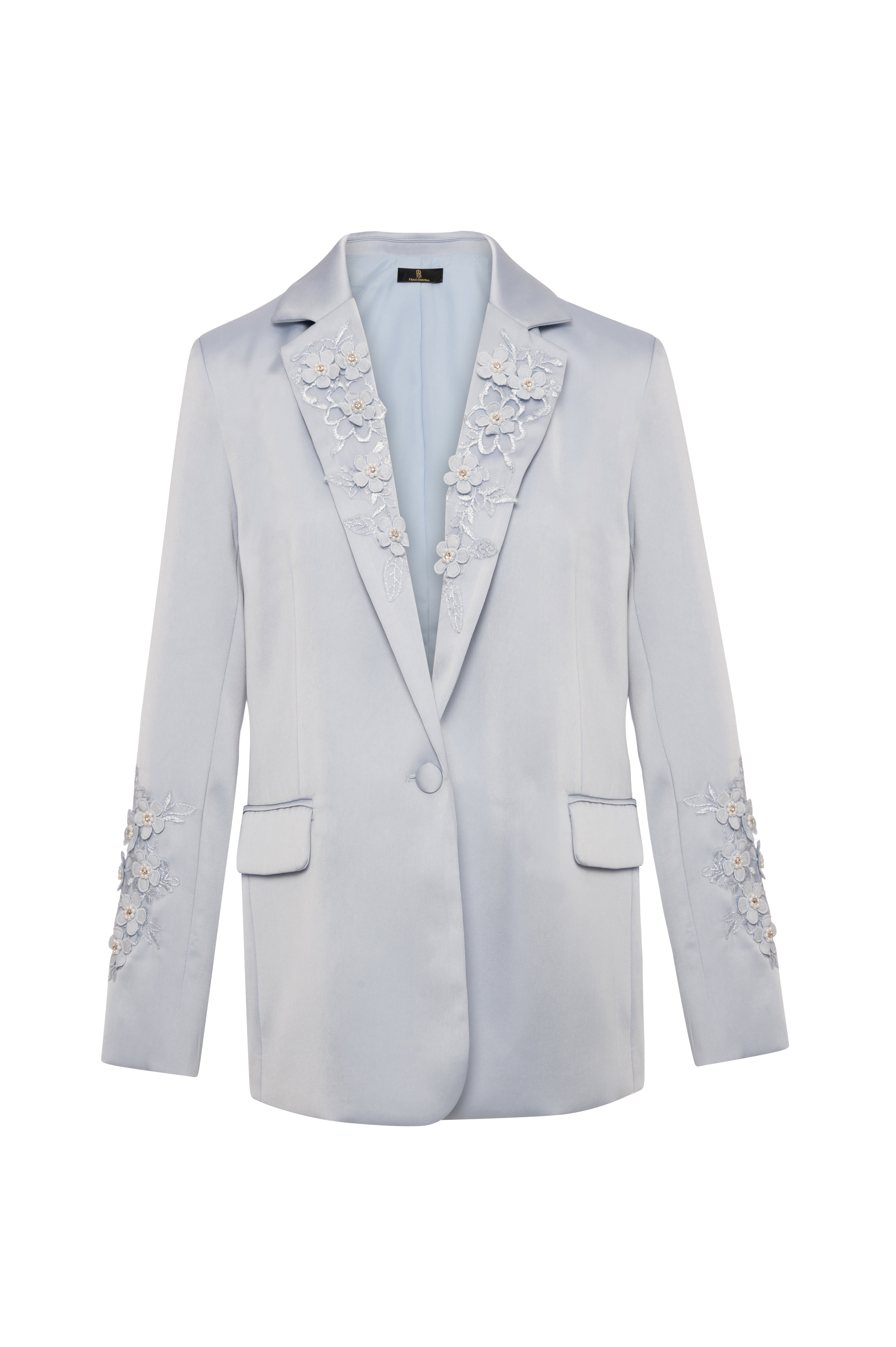 Long blazer jacket regular fit made in satin Fracomina FQ26WJ3004W853E5-K81-1