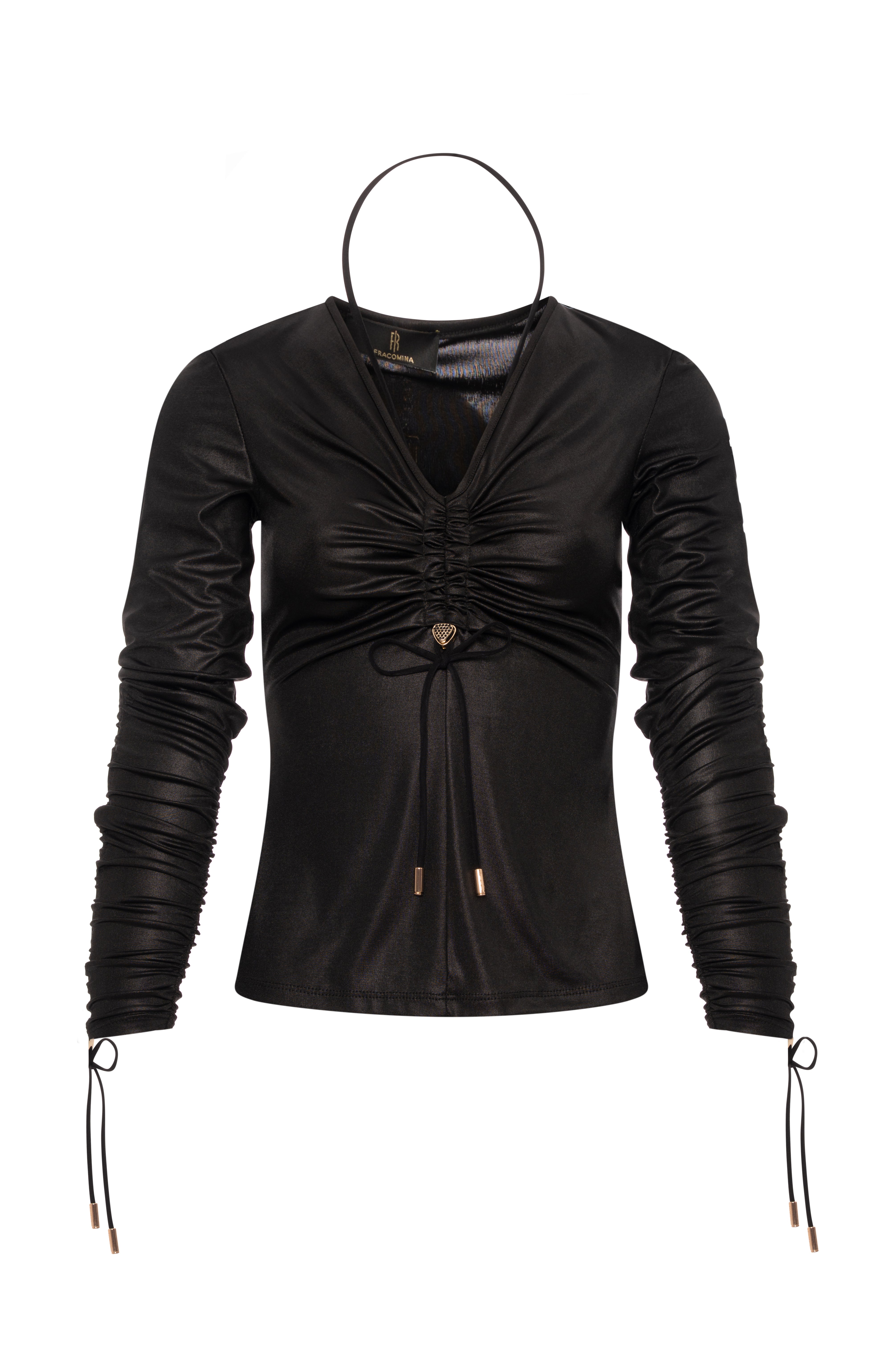 Blouse slim fit made in fake leather Fracomina FQ26WT1005W59501-K01-1