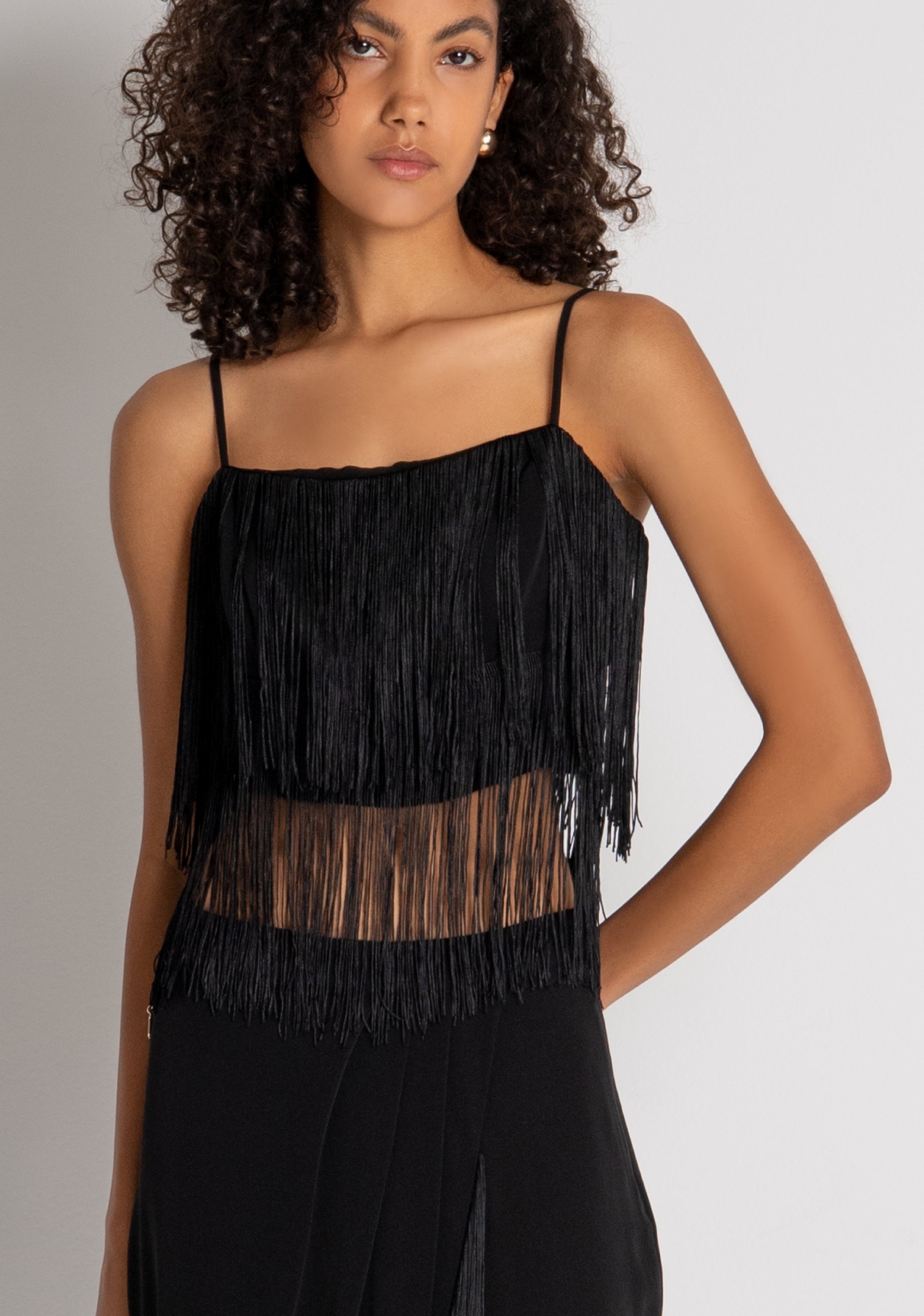 Tank top cropped and with fringes Fracomina FQ26WT2003W85201-053-3