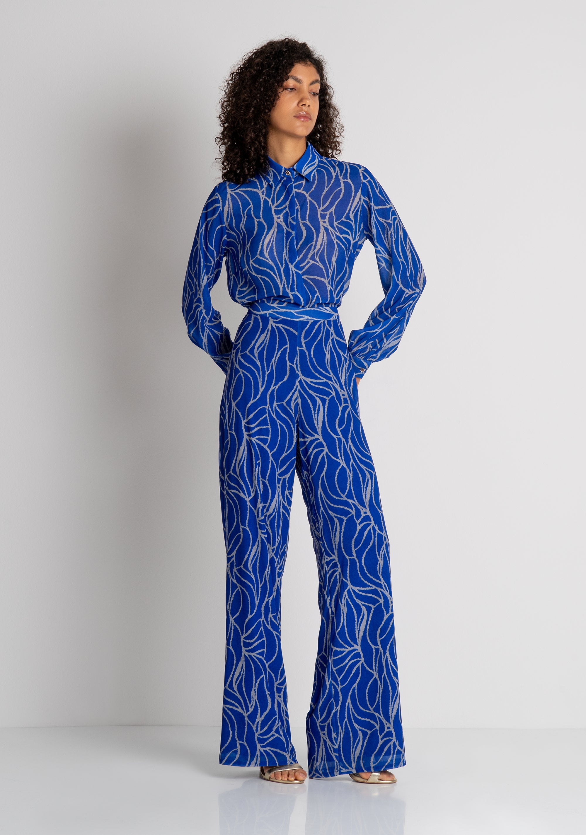Palazzo pant wide fit with pattern Fracomina FQ26WV3006W412K5-M74-2