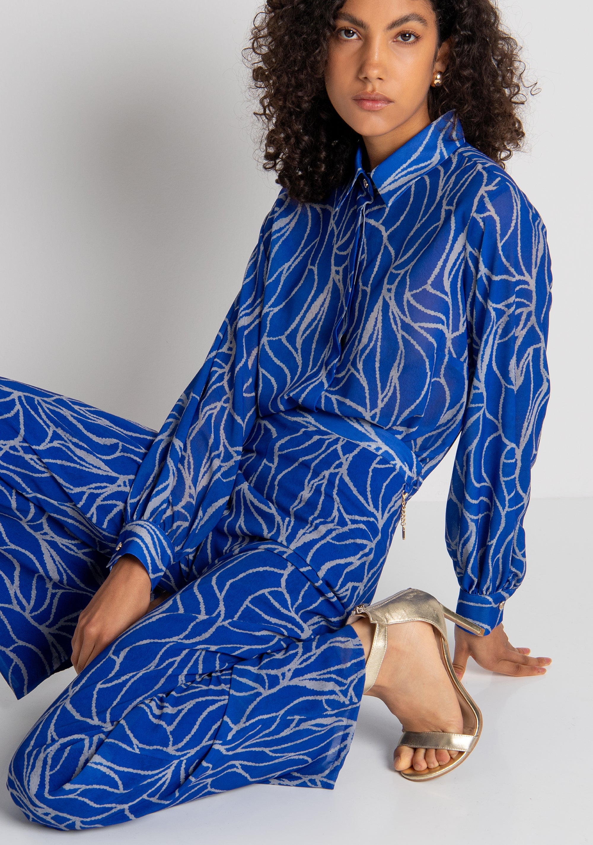 Palazzo pant wide fit with pattern Fracomina FQ26WV3006W412K5-M74-3