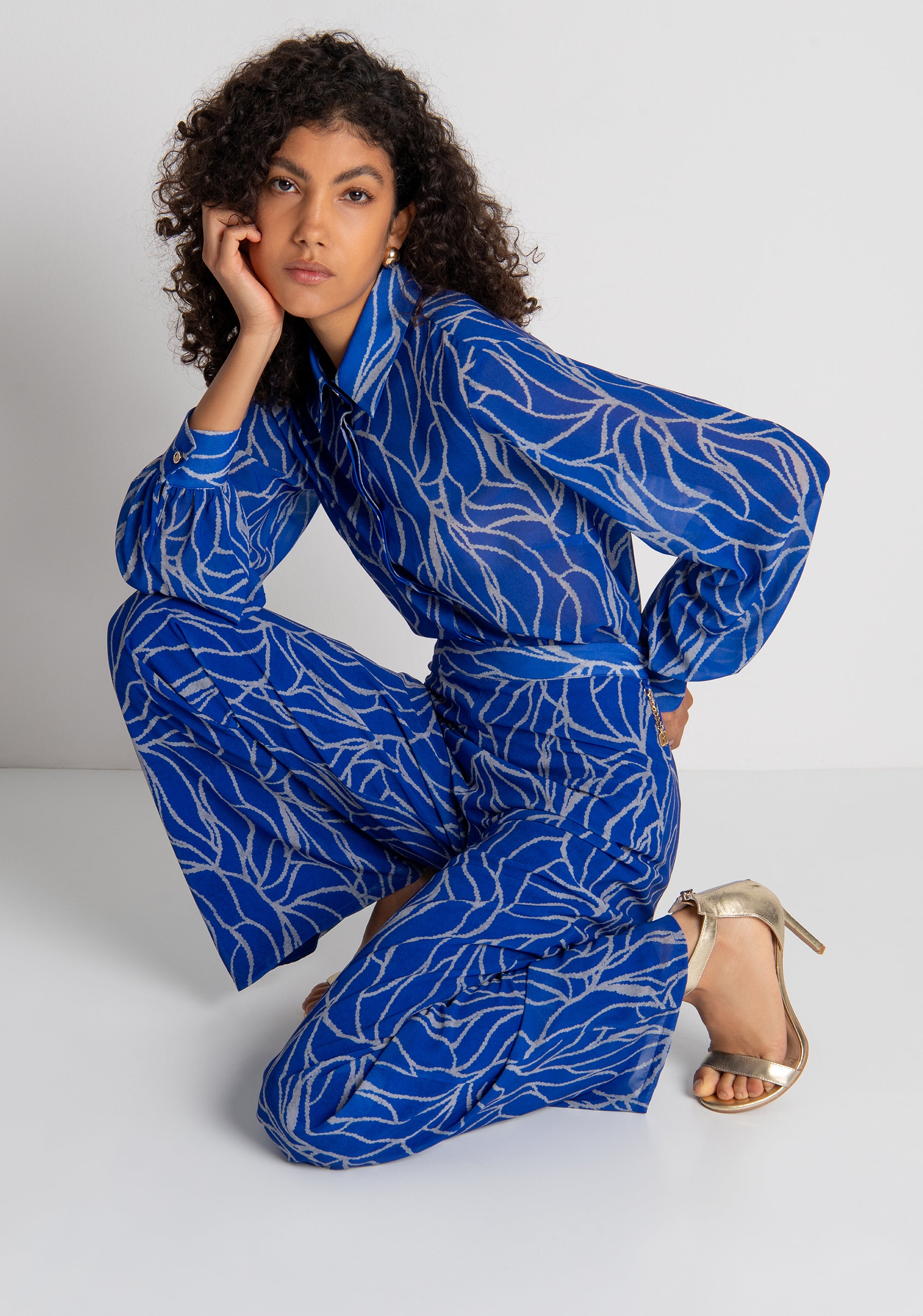 Palazzo pant wide fit with pattern Fracomina FQ26WV3006W412K5-M74
