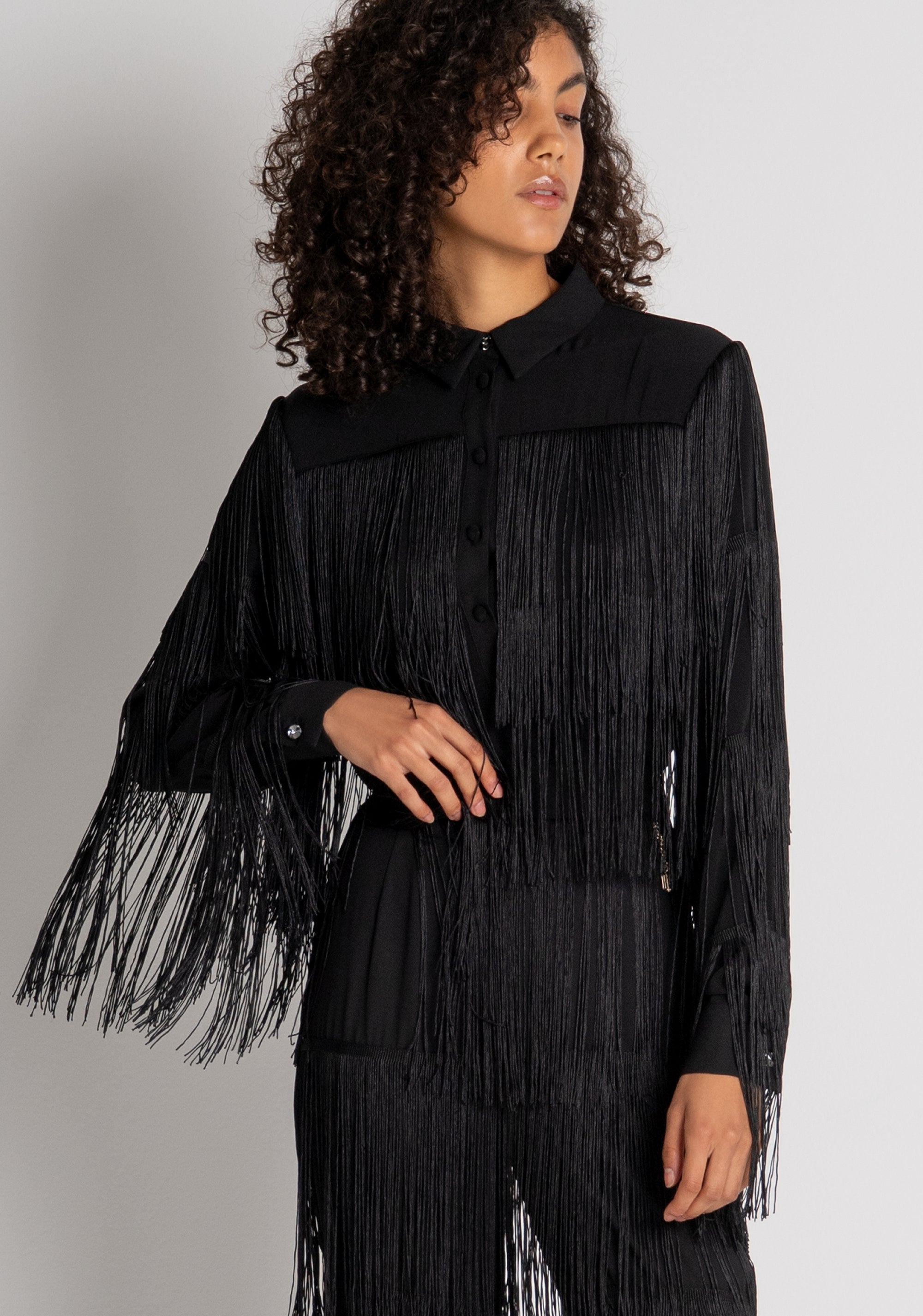 Palazzo pant wide fit with fringes Fracomina FQ26WV3007W47601-053-2