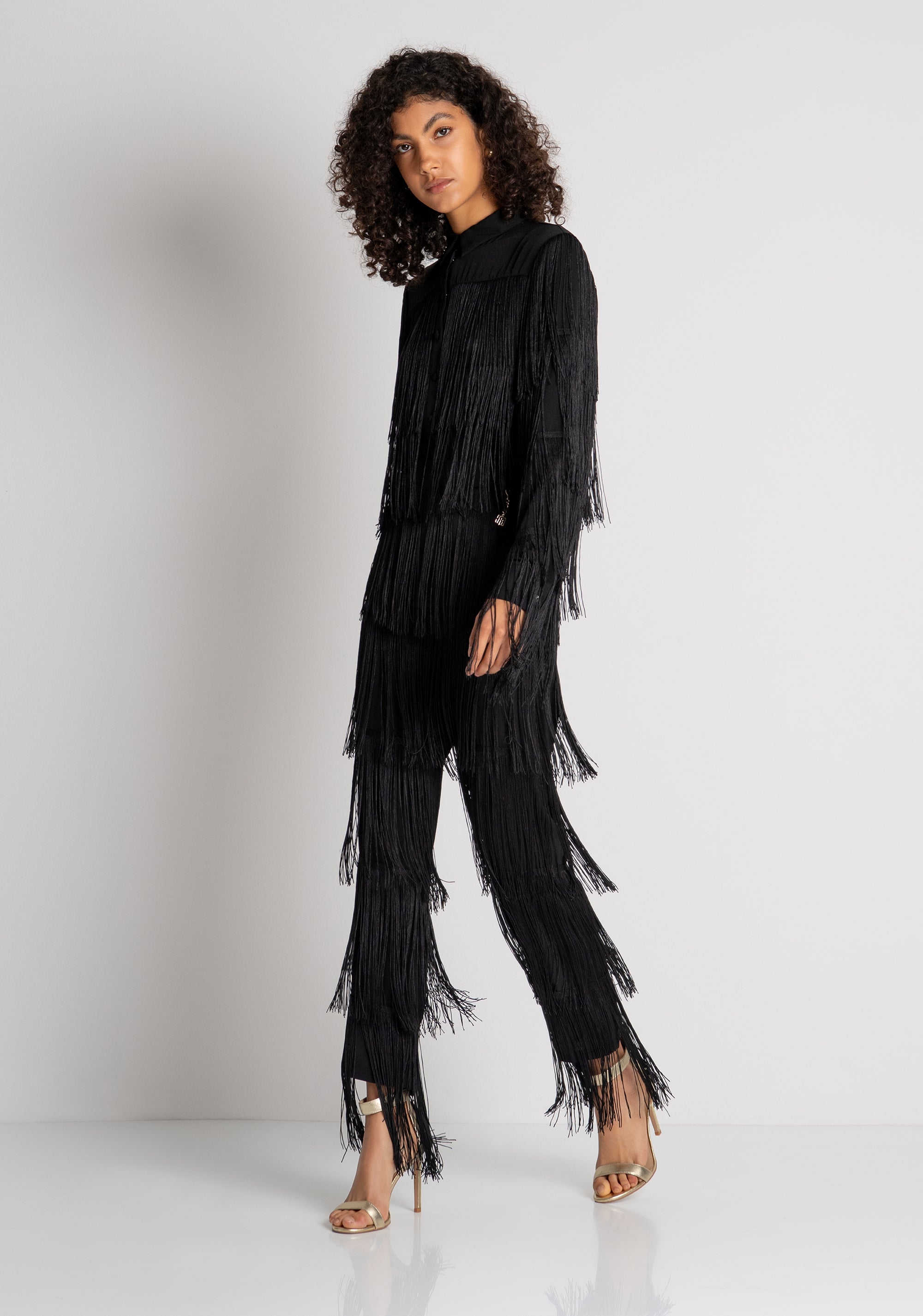 Palazzo pant wide fit with fringes Fracomina FQ26WV3007W47601-053-3