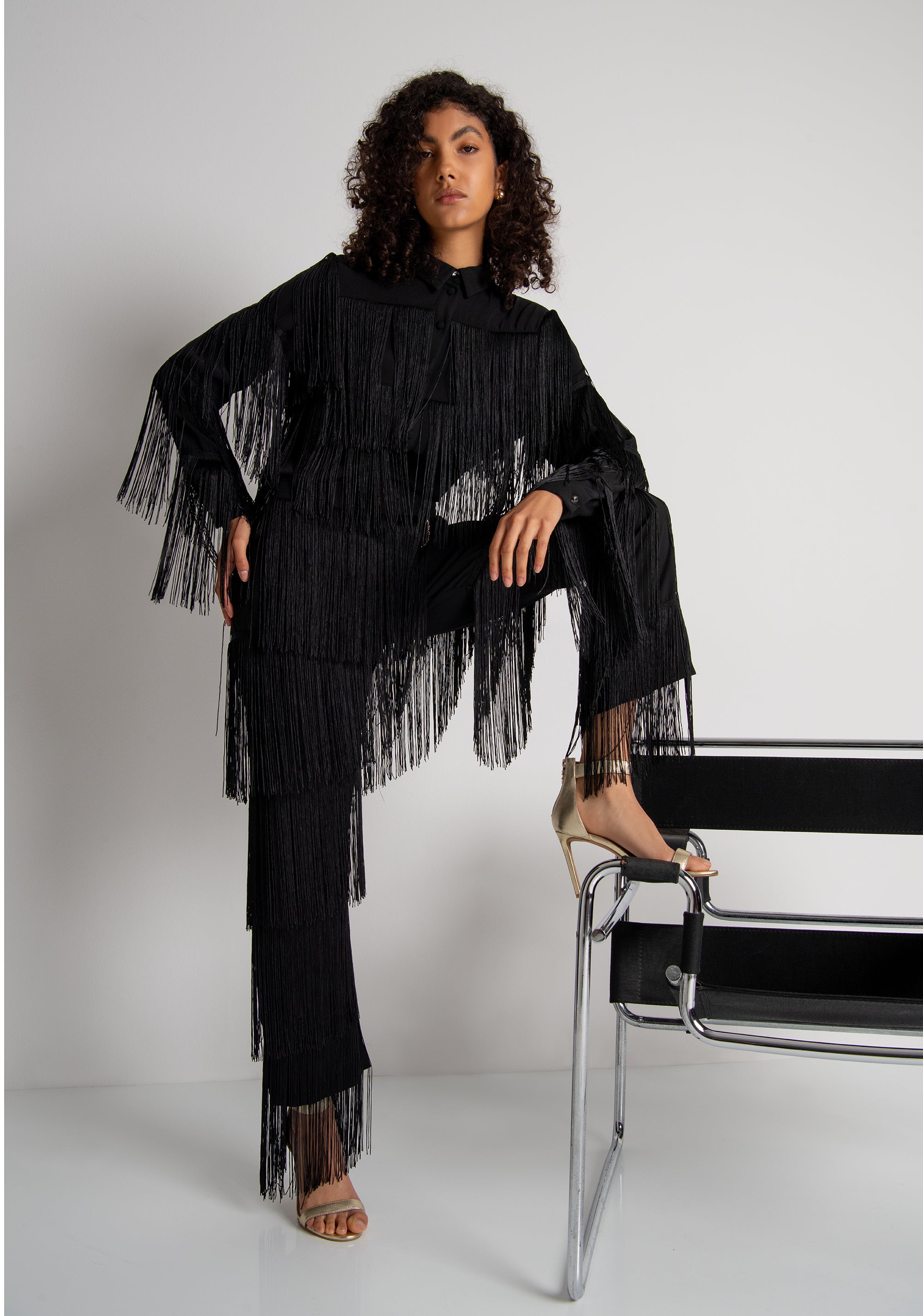 Palazzo pant wide fit with fringes Fracomina FQ26WV3007W47601-053