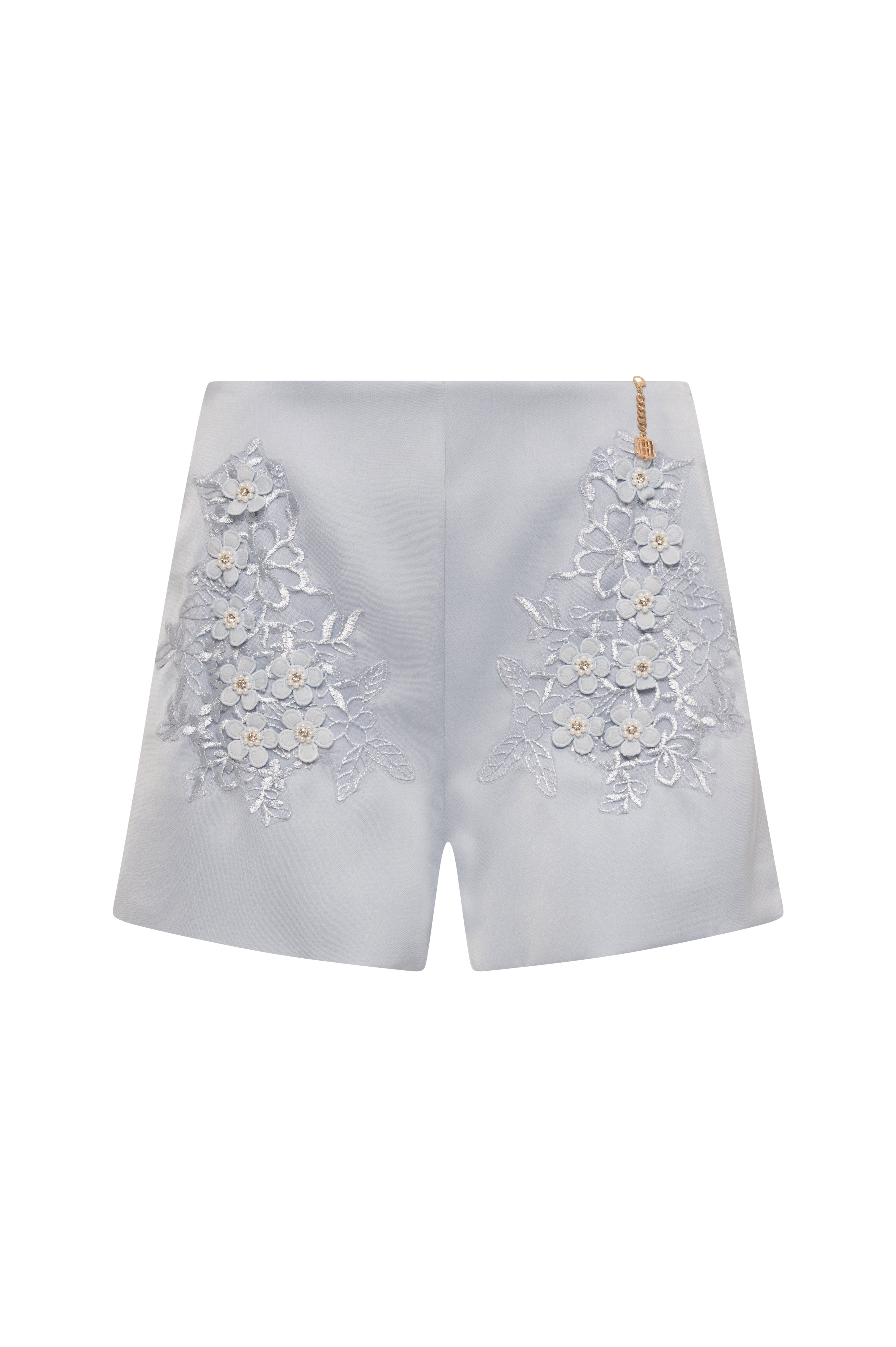 Short pant regular fit made in satin with flowers applied Fracomina FQ26WV6001W853E5-K81-1