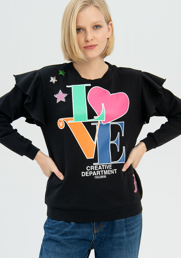 Sweater regular fit with multi color lettering print Fracomina FR22WT9004F430N5-053-2