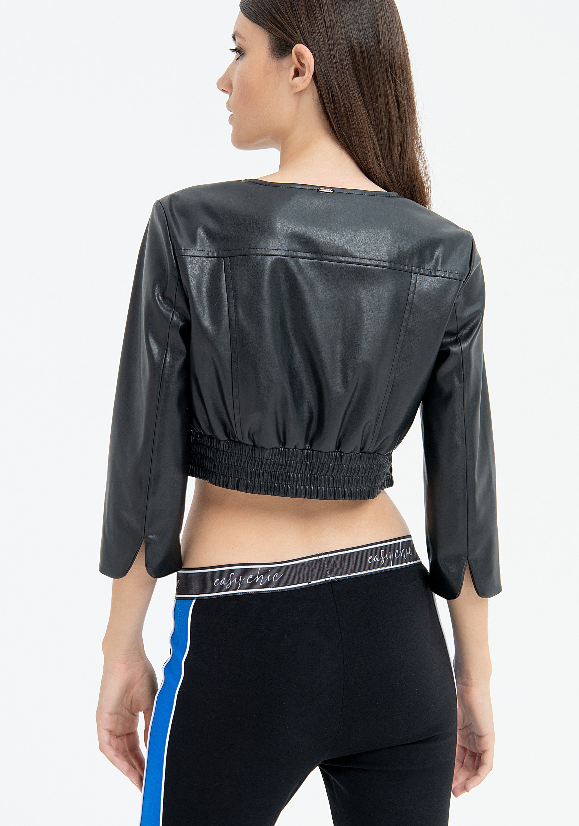 Jacket cropped made in eco leather Fracomina FR23SJ1003E40001-053-4