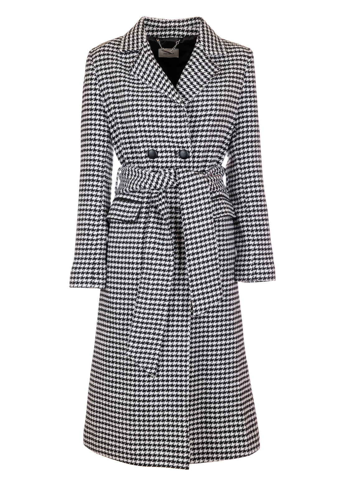 Long coat regular fit made in pied de poule fabric Fracomina FR23WC1008W562F6-060-1
