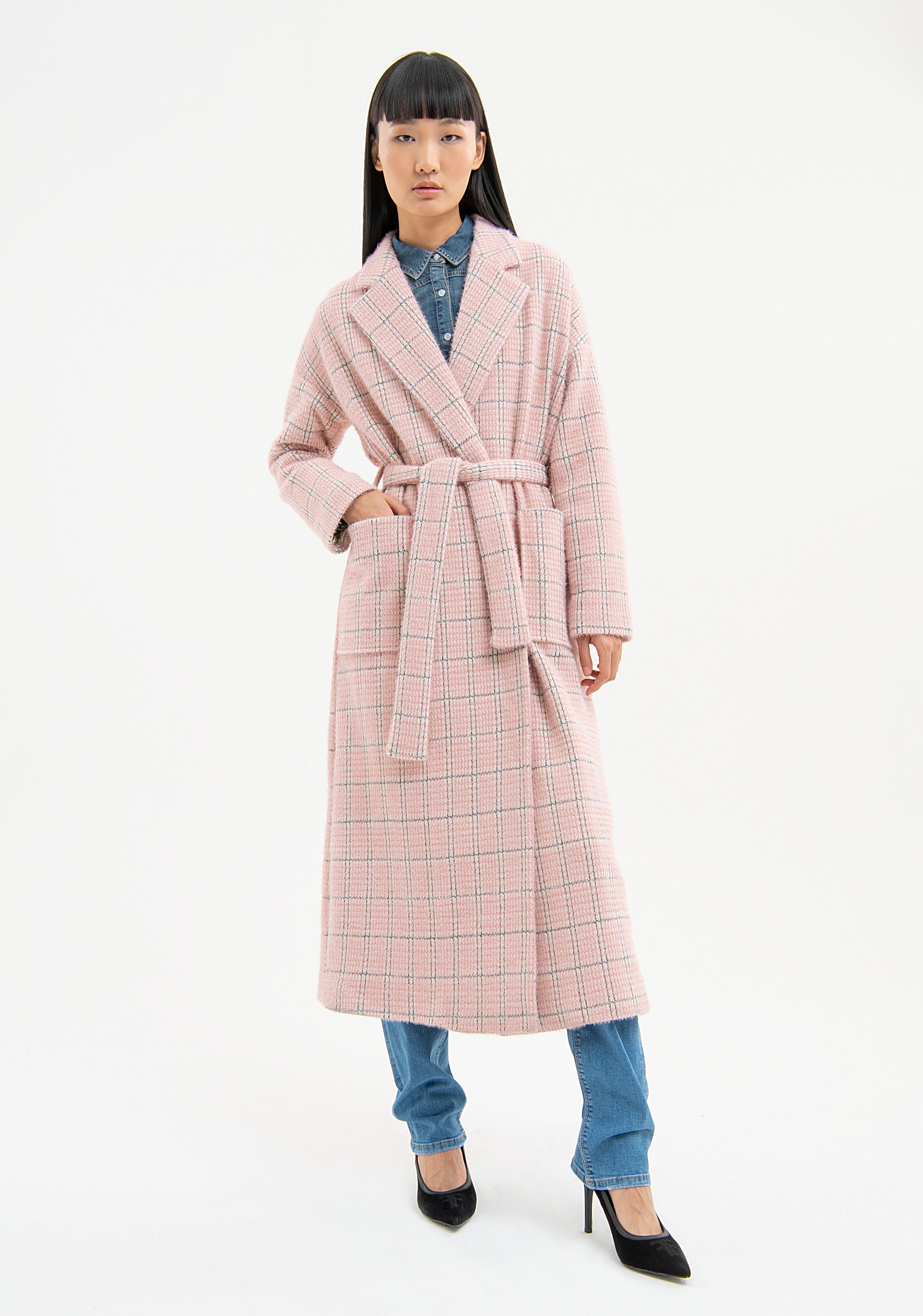 Long coat regular fit with square pattern Fracomina FR23WC1011W500F8-Q93-1