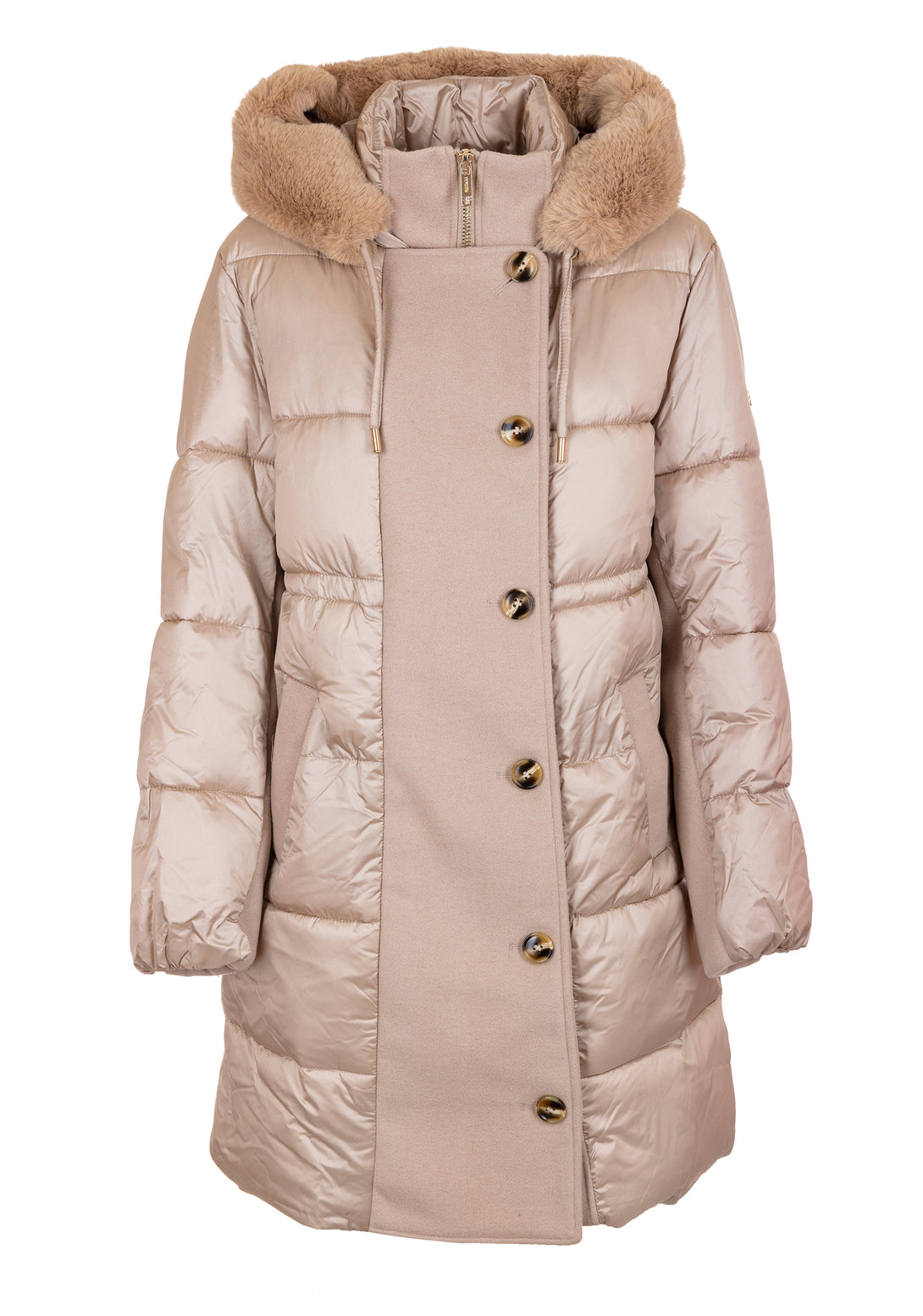 Padded jacket regular fit middle length with cloth details Fracomina FR23WC3011O430T4-208-1