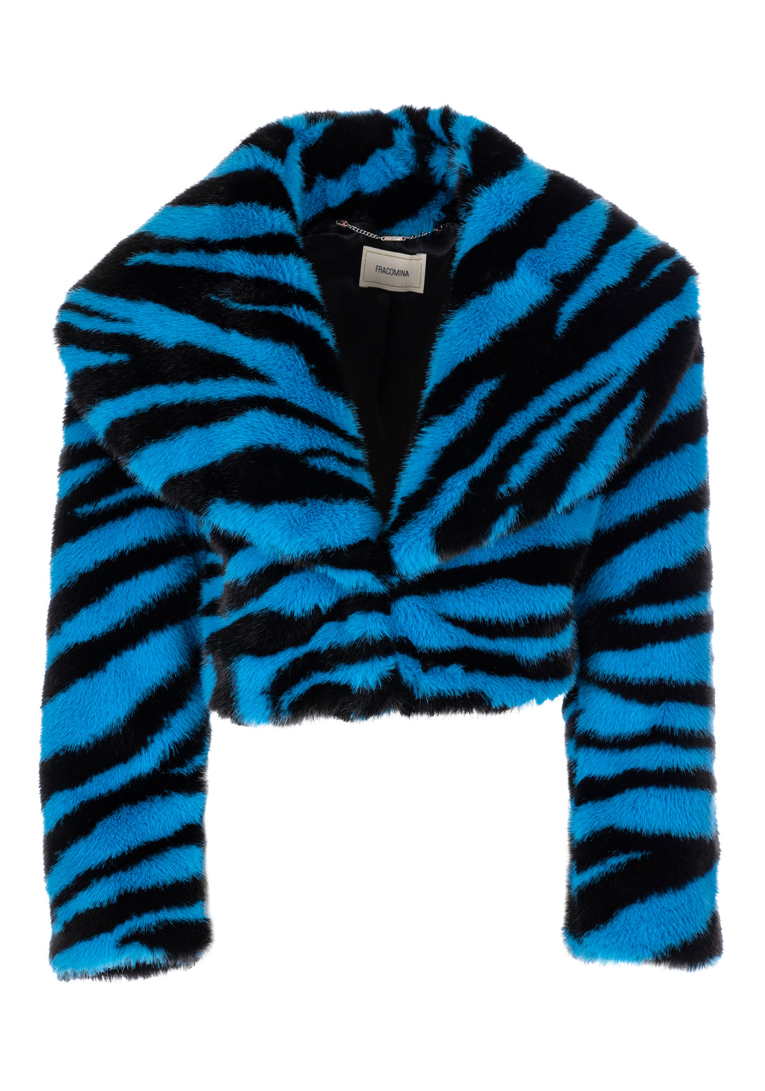 Eco fur cropped with animalier pattern