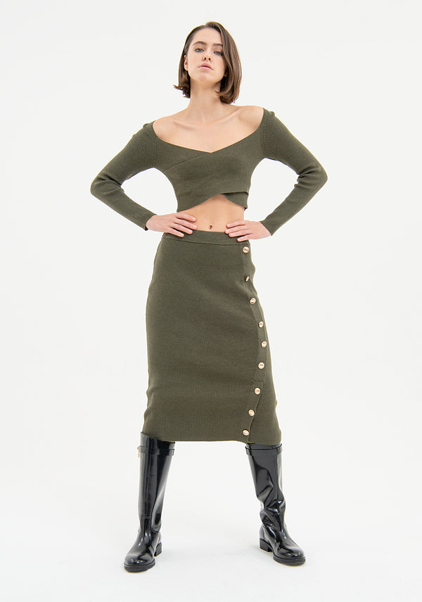 Knitted sheath skirt middle length Fracomina FR23WG4001K50601-971-1