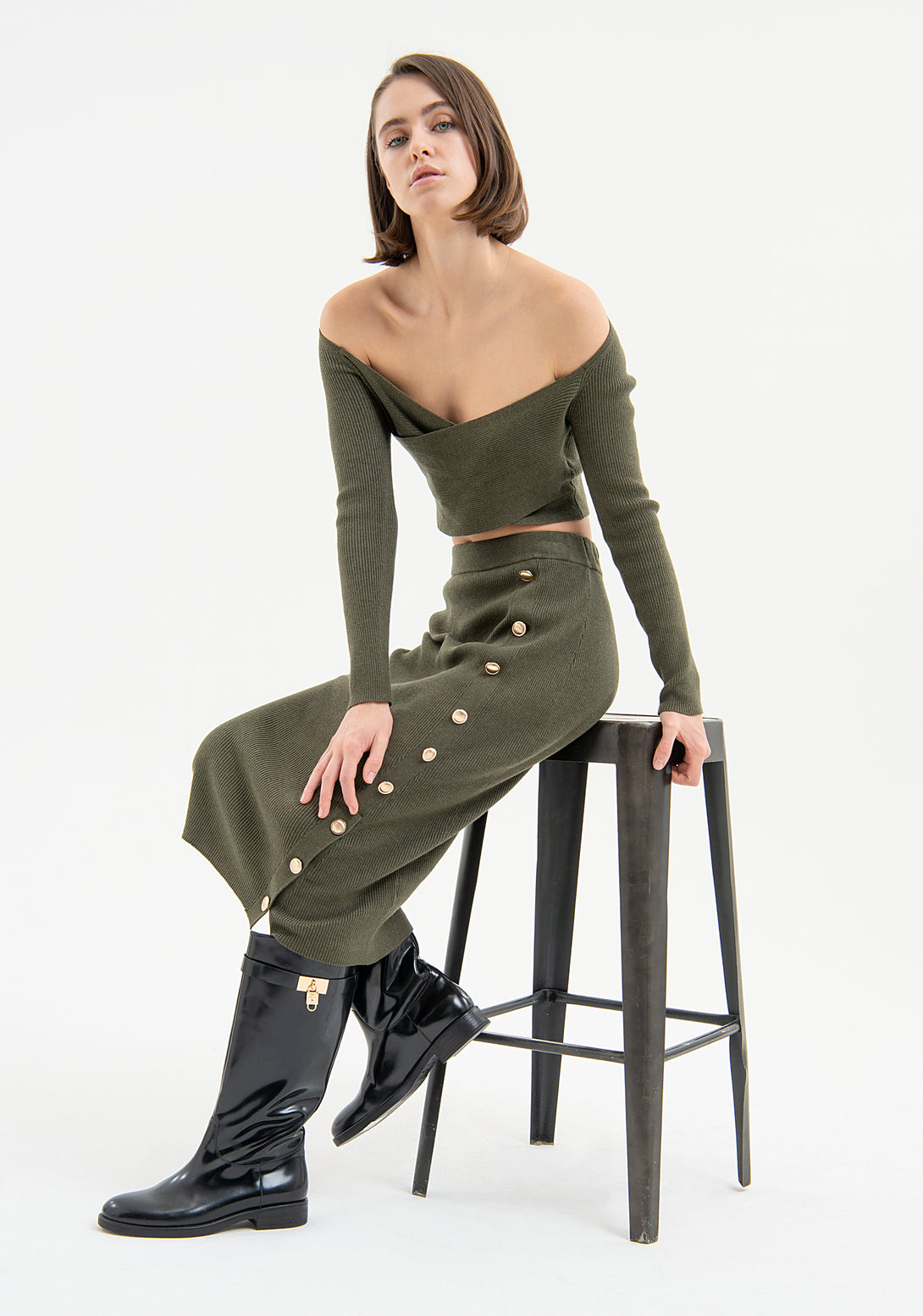 Knitted sheath skirt middle length Fracomina FR23WG4001K50601-971-3