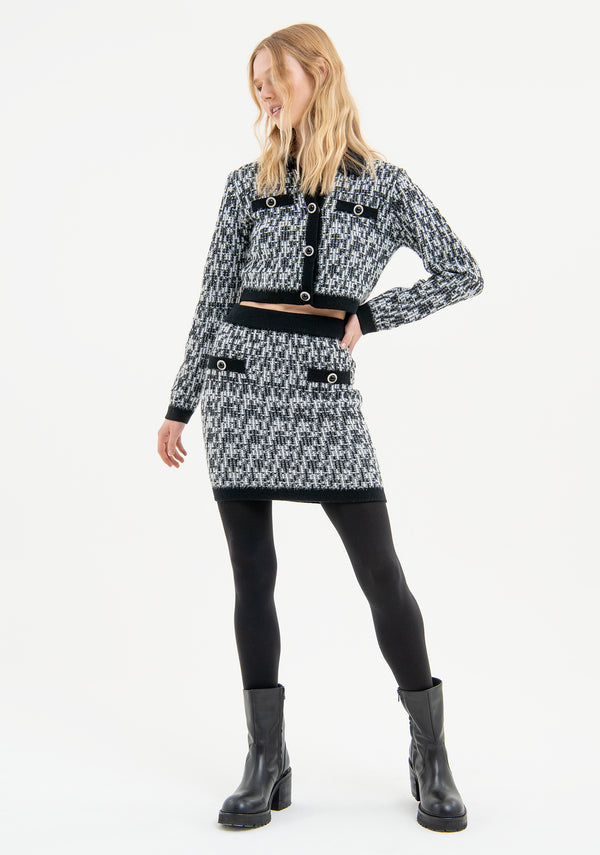 Mini knitted skirt slim fit with geometric jacquard Fracomina FR23WG4004K405F8-054-1_aea40252-ae8b-4e9f-8fbe-60d3bfaf3a21