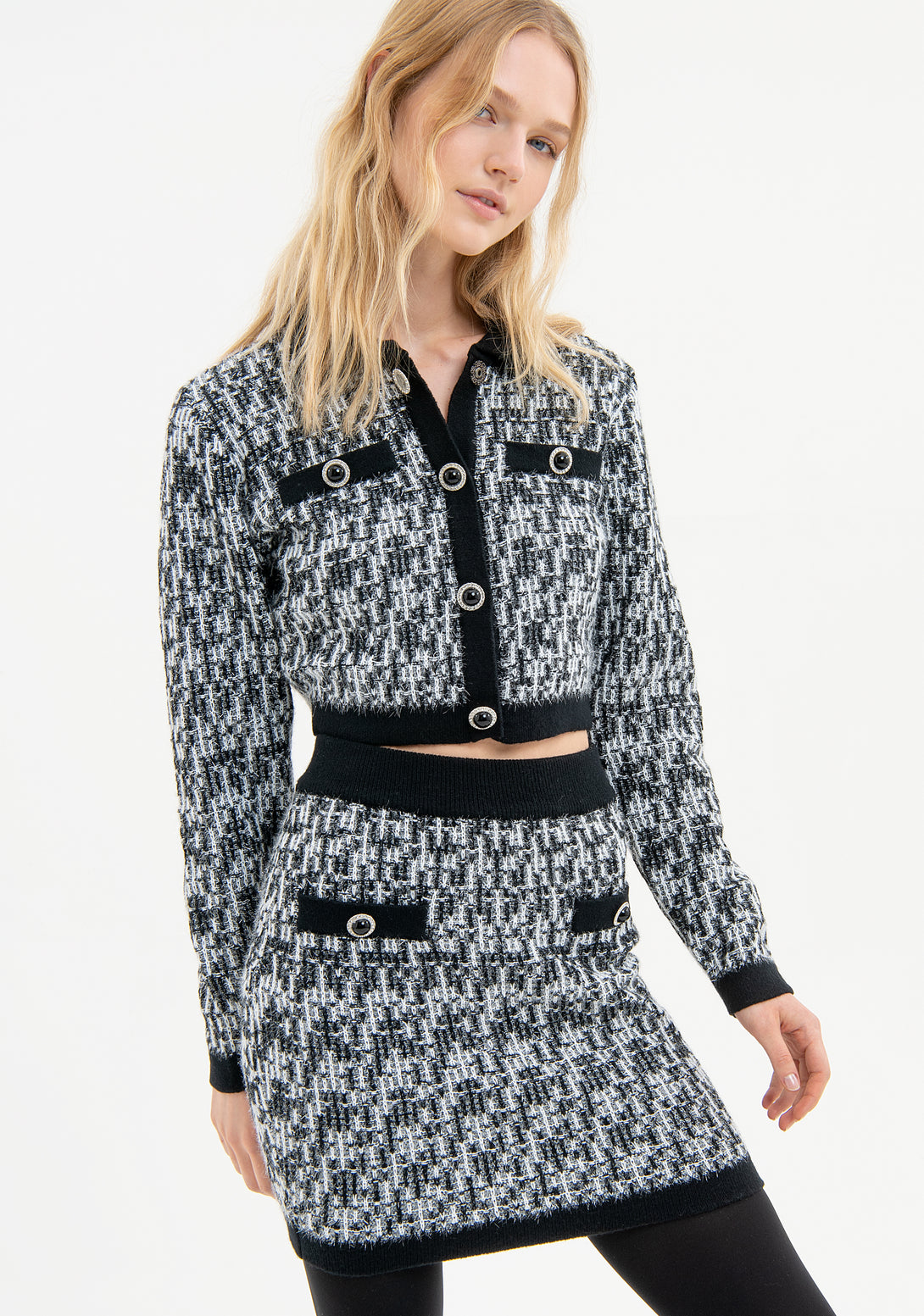 Mini knitted skirt slim fit with geometric jacquard Fracomina FR23WG4004K405F8-054-2