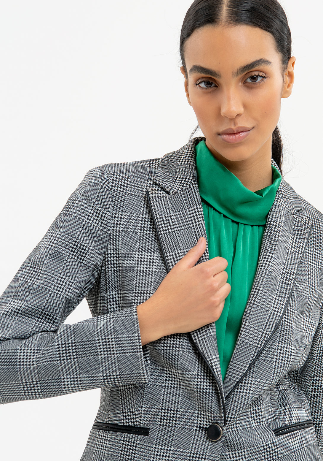 Blazer regular fit single breasted made in Prince of Wales fabric Fracomina FR23WJ2001W58095-054-2