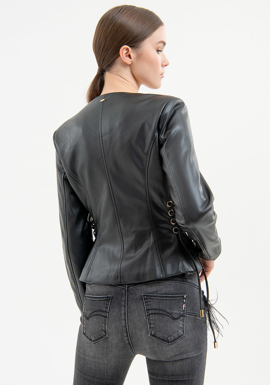 Jacket regular fit made in eco leather Fracomina FR23WJ2004E40001-053-4
