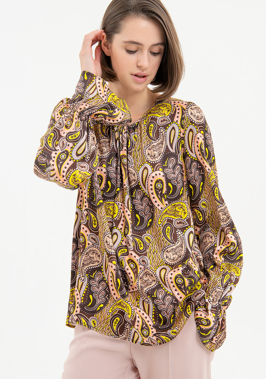 Blouse wide fit with paisley pattern Fracomina FR23WT1003W413T7-R33-1