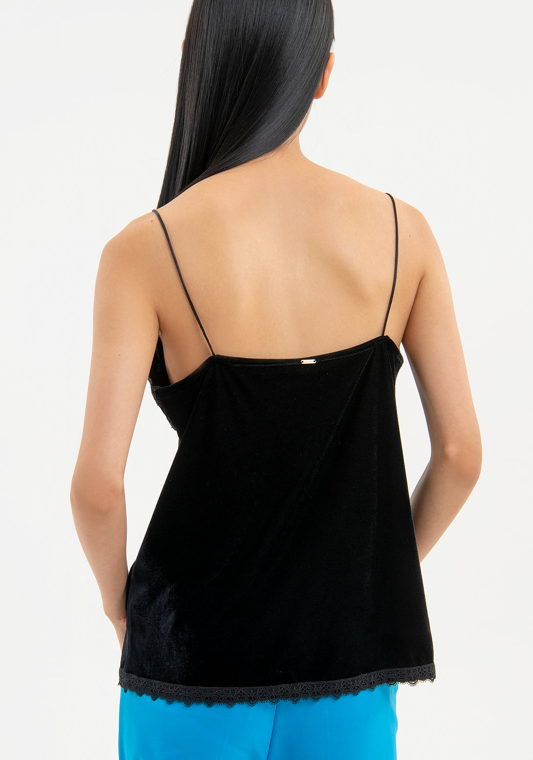 Sleeveless top lingerie style made in velvet Fracomina FR23WT2006W597G1-053-3