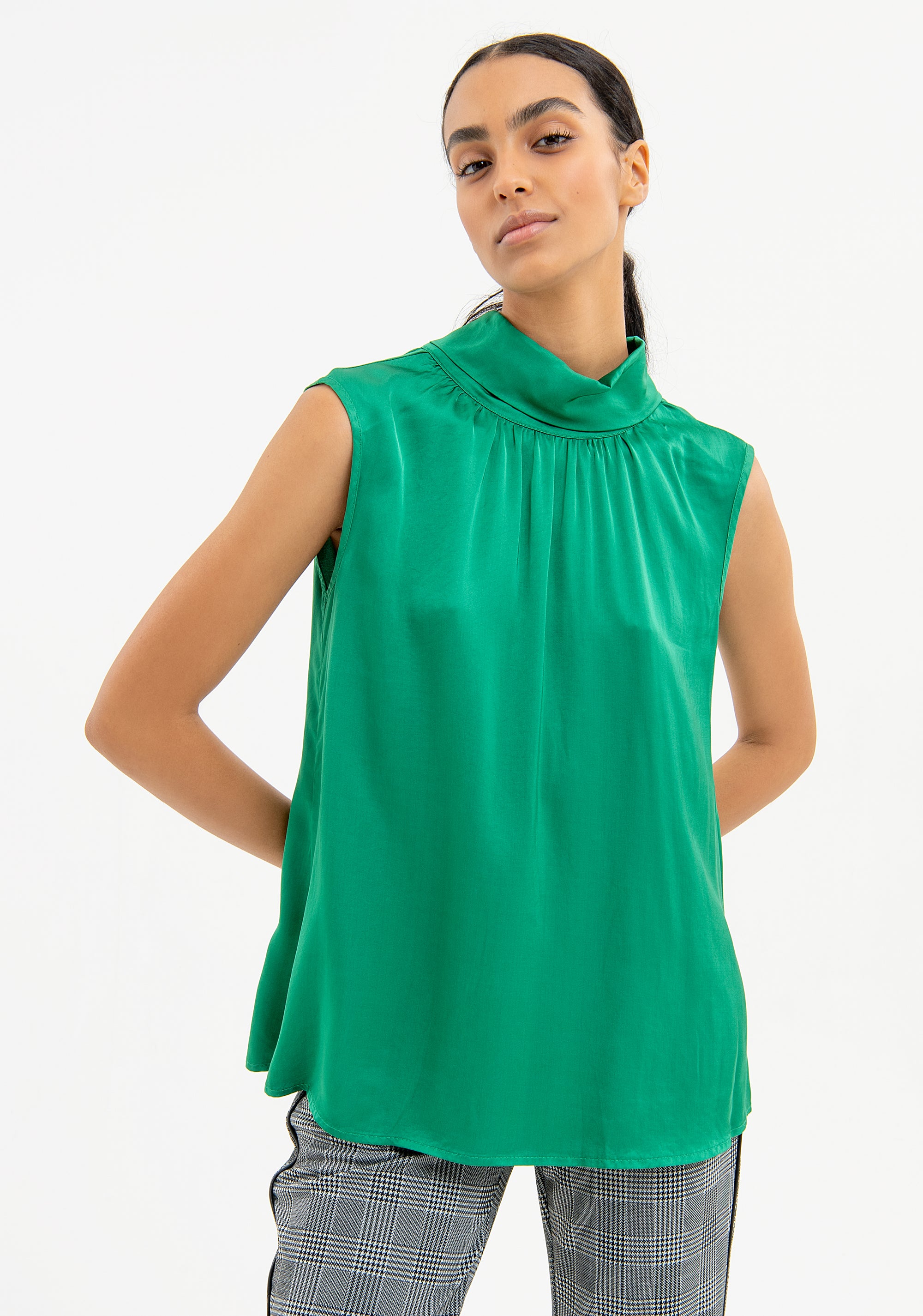 Sleeveless top made in satin Fracomina FR23WT2011W41301-152-1