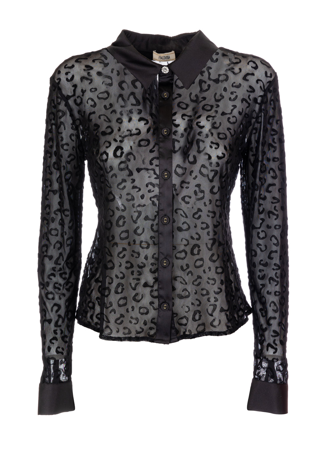 Shirt regular fit made in tulle with animalier pattern made in flock ...