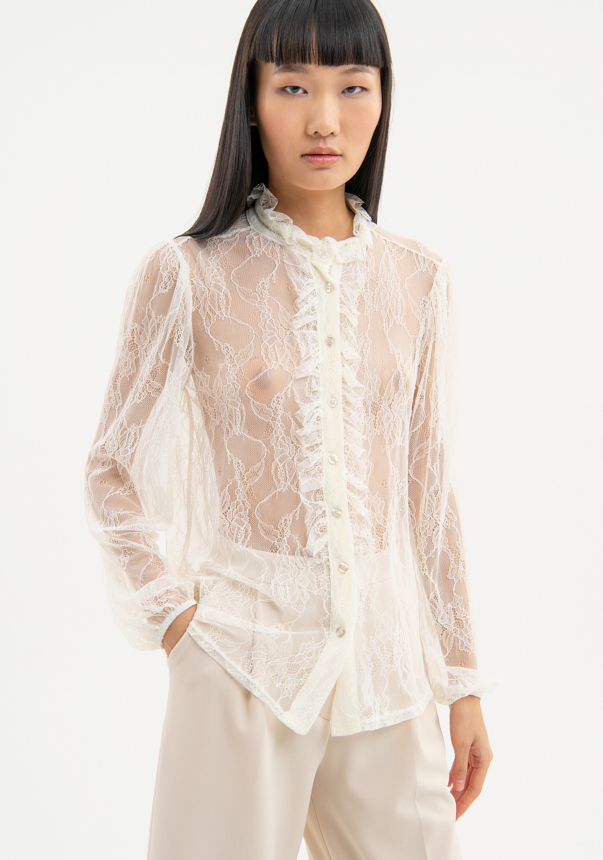 Shirt regular fit made in lace Fracomina FR23WT6019W643G1-B59-1_1b8ec027-c266-4d1a-b847-f3f6de2941ed