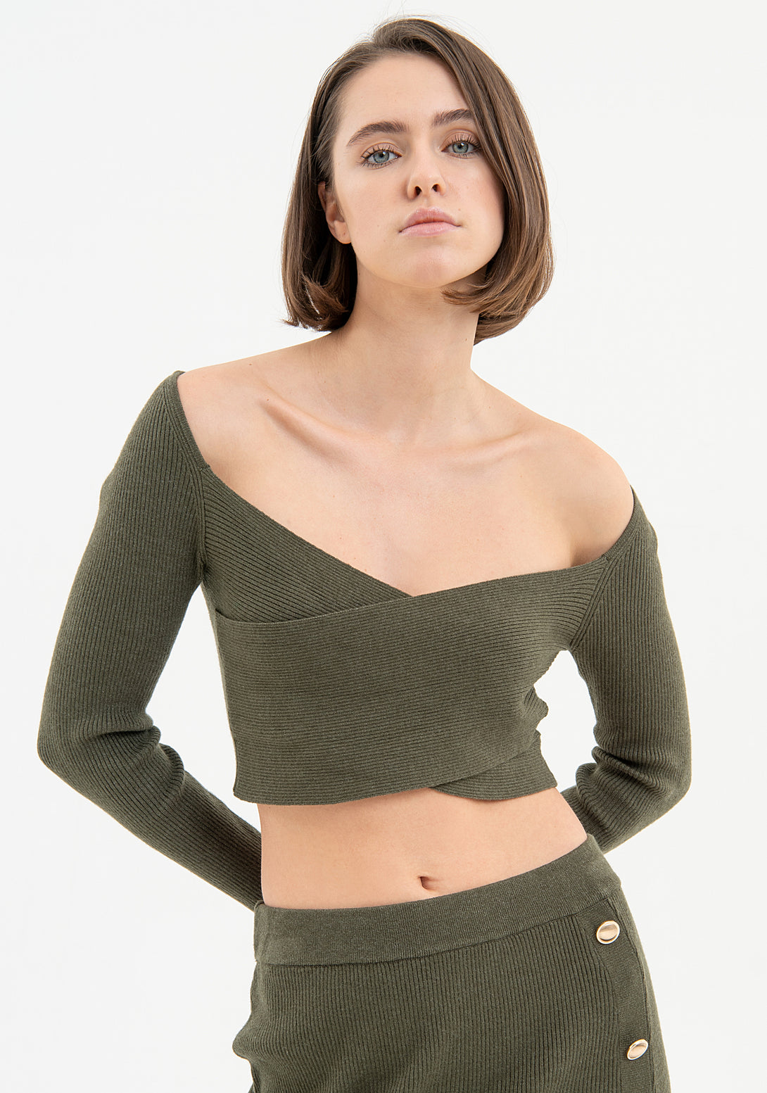 Knitwear cropped with ribs